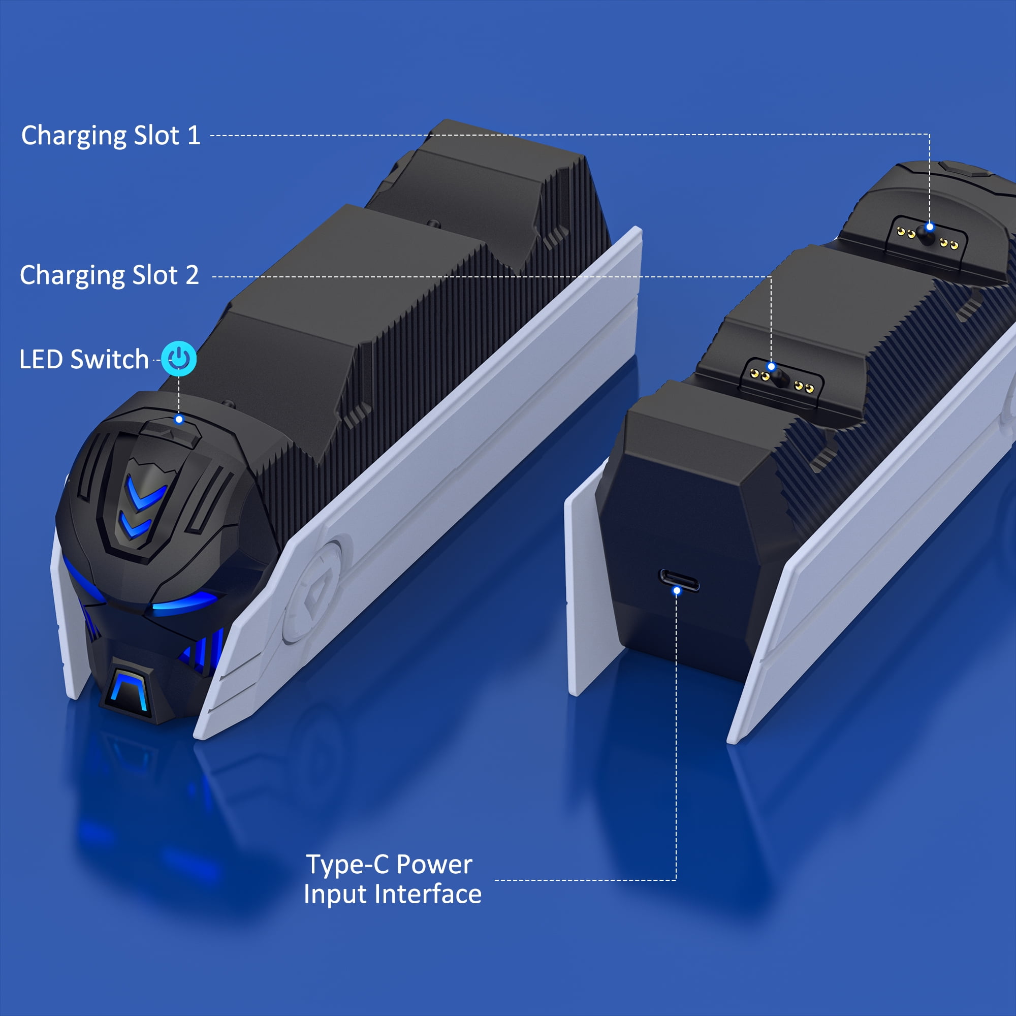 Beboncool PS5 DualSense Controller Charging Station, Fast Dual Dock with LED Indicator (Black, 1 Pack) c925z