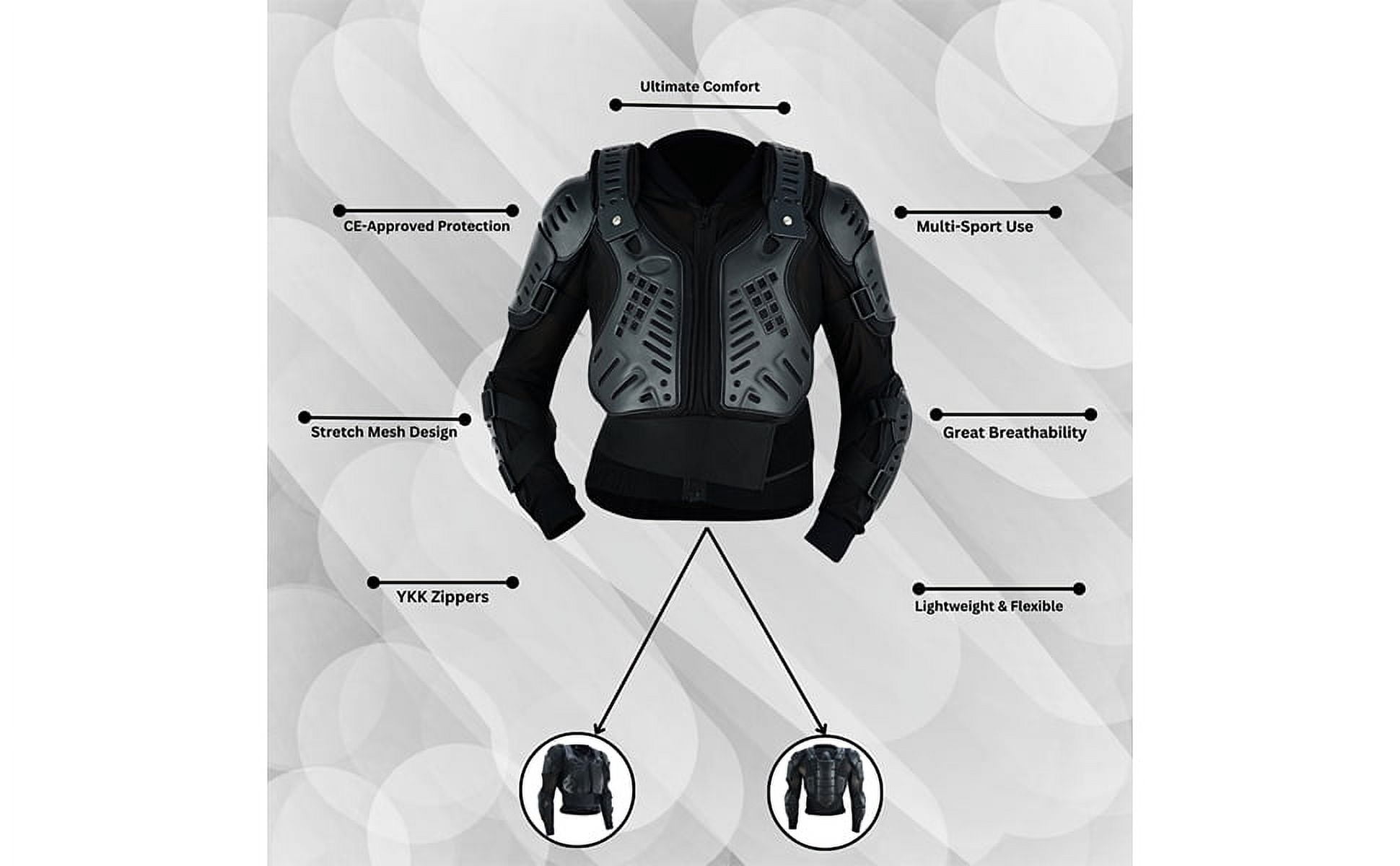 BTR Born To Race Motorcycle Body Armor Jacket Off Road Dirt Bike Chest and Spine Protection (Black, 40 in) tm64f