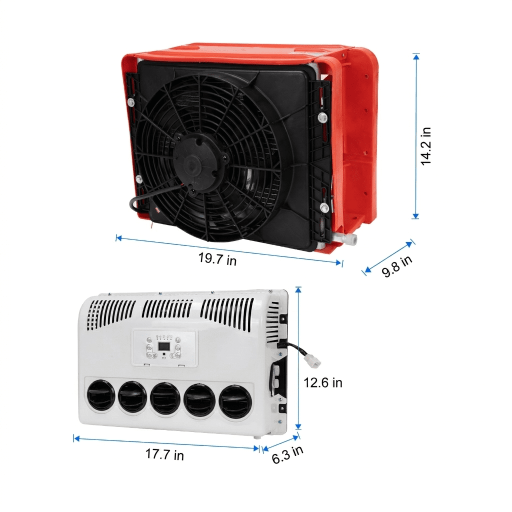 Kkonetoy 11000 BTU 24V Air Conditioner for Semi Truck, RV, and Caravan (11000 BTU) 4r6nf