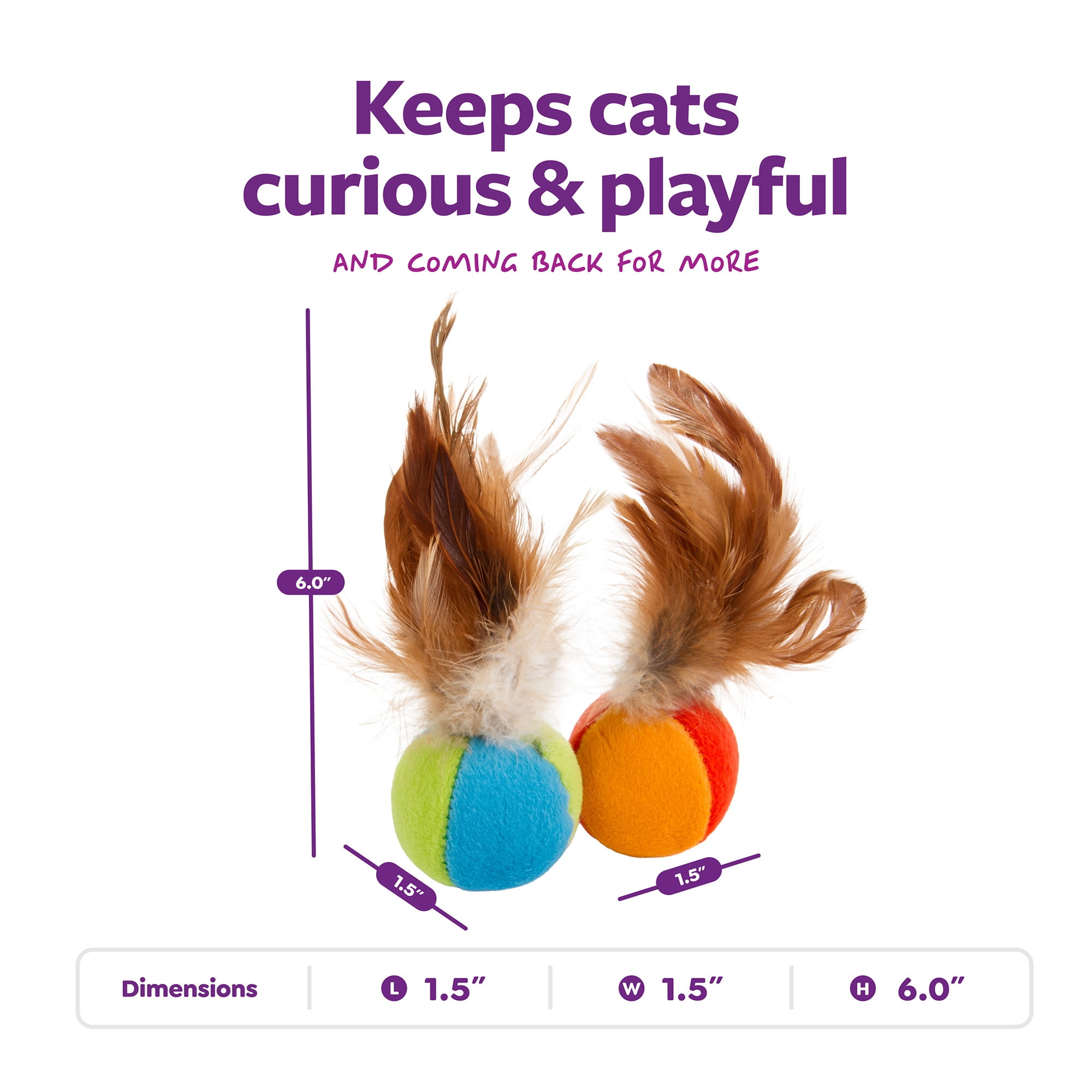 SmartyKat Flutter Balls Plush Catnip Cat Toys (Blue, 2 Pack) v8j6s - Image 3