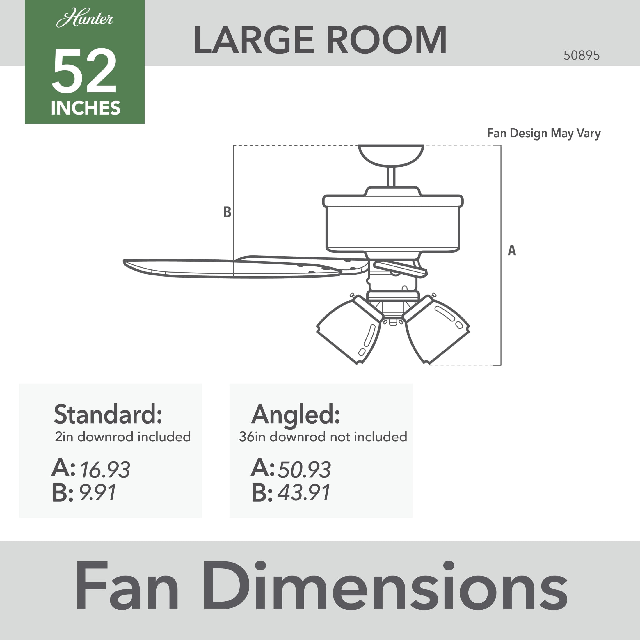 Hunter Swanson 52 in Indoor Ceiling Fan with LED Lights (Matte Silver, 52 in) t92b8