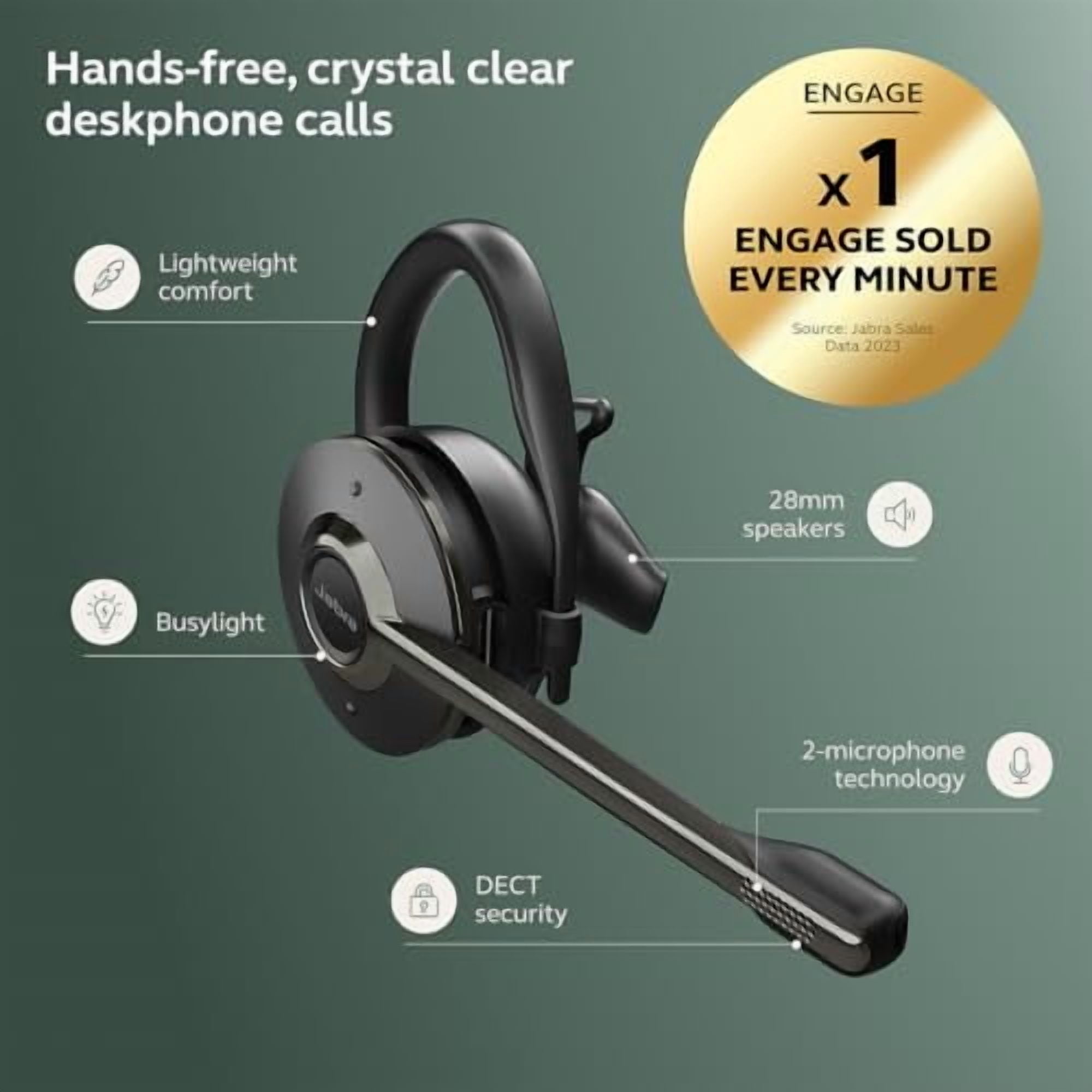 Jabra Engage 45 SE Professional Wireless Headset for Deskphones (Black, 1 Pack) hs4rs
