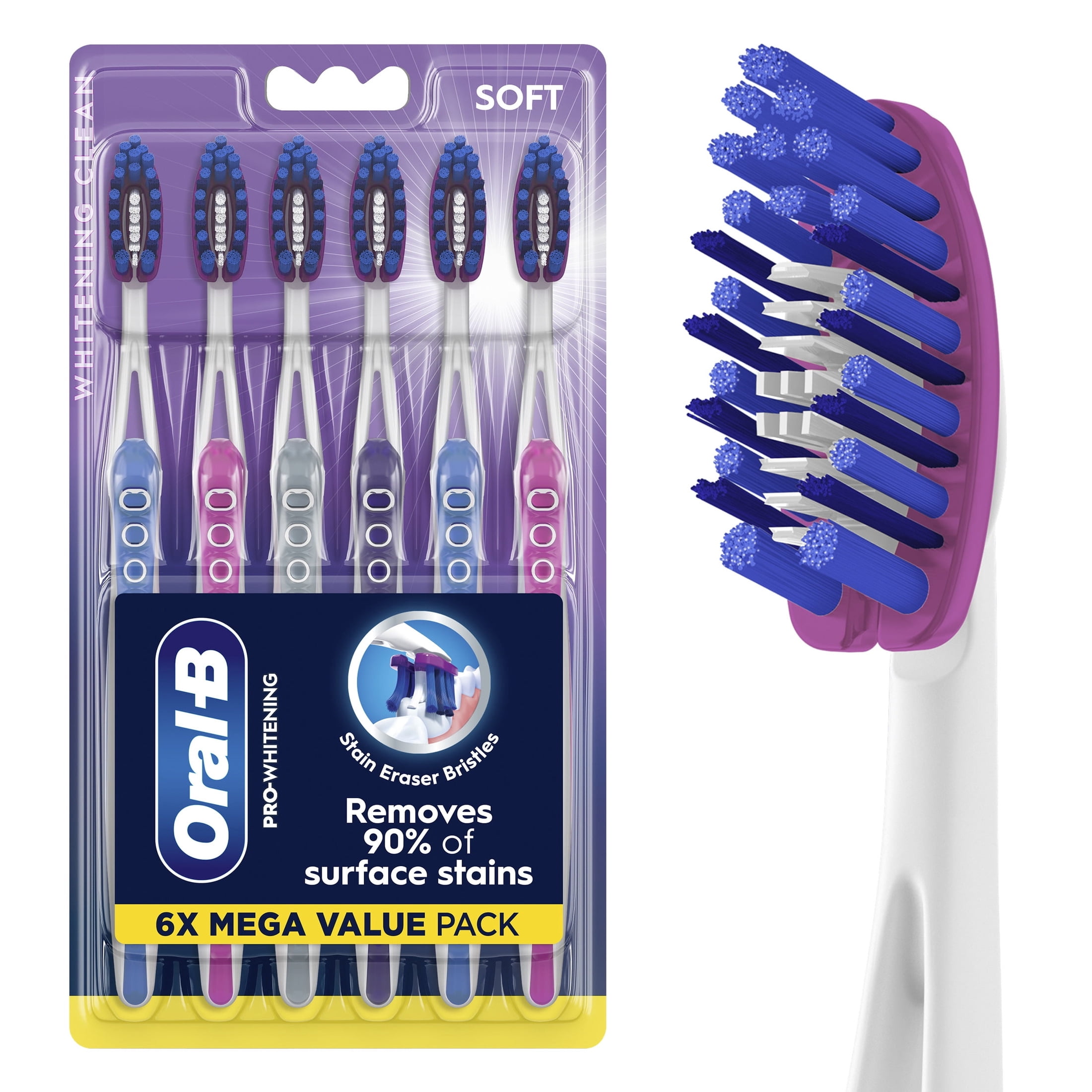 Oral-B Pro Whitening Toothbrush, Soft Bristles, Daily Oral Care (6 Count) nutls
