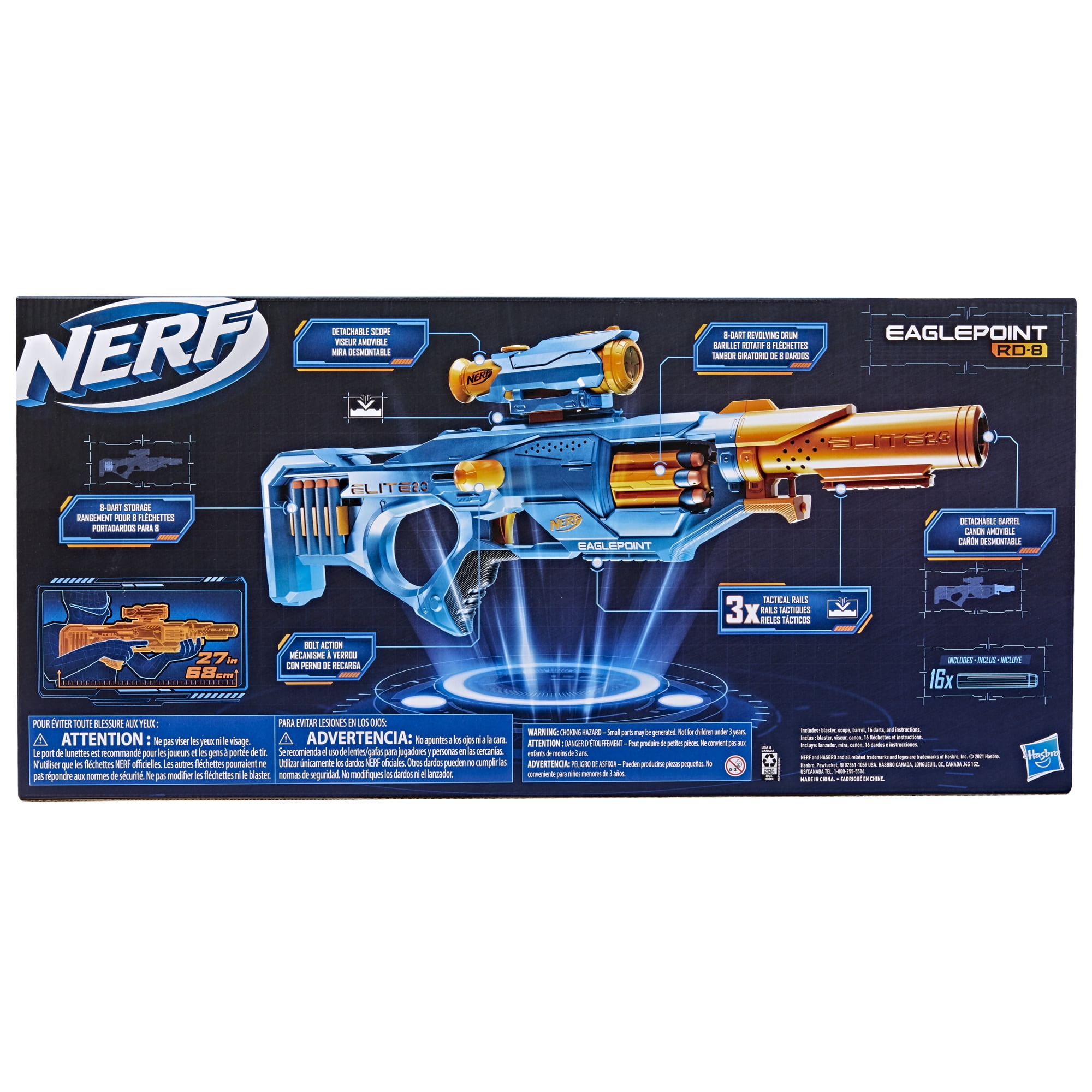 Nerf Elite 2.0 Eaglepoint RD-8 Blaster with Detachable Scope and Barrel (16 Darts) 785fg