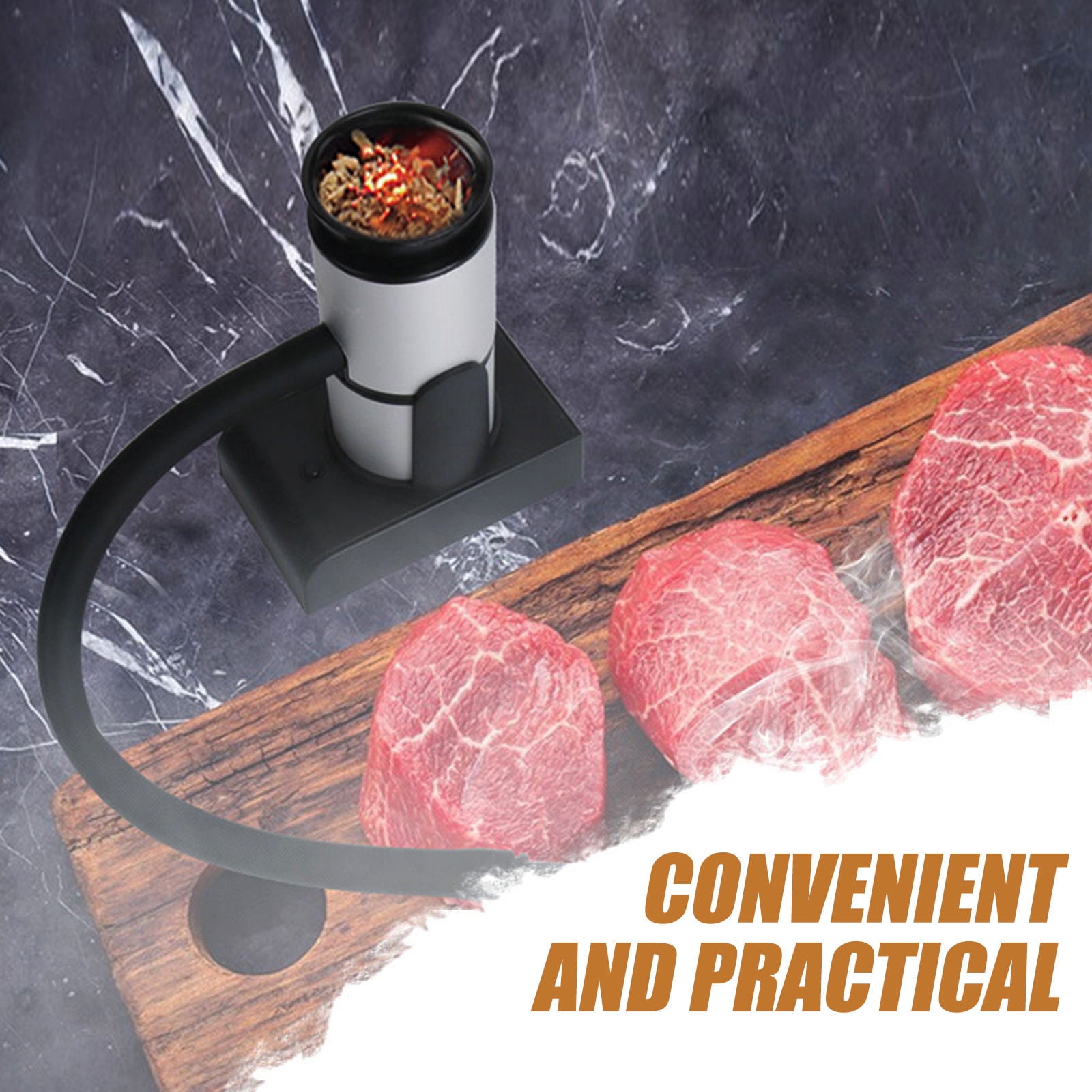 SOIMISS Portable Food Smoke Infuser for Cooking and BBQ (Silver, 1 Set) gr8wf
