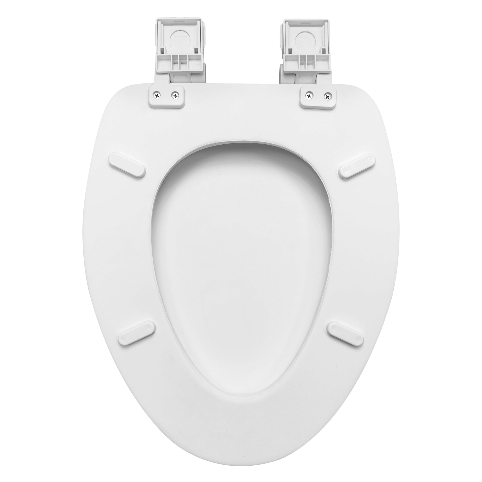 Mainstays Premium Soft Elongated Toilet Seat with Memory Foam and Quick-Release Hinges (White, 19 in, 2 Pack) iwcqn