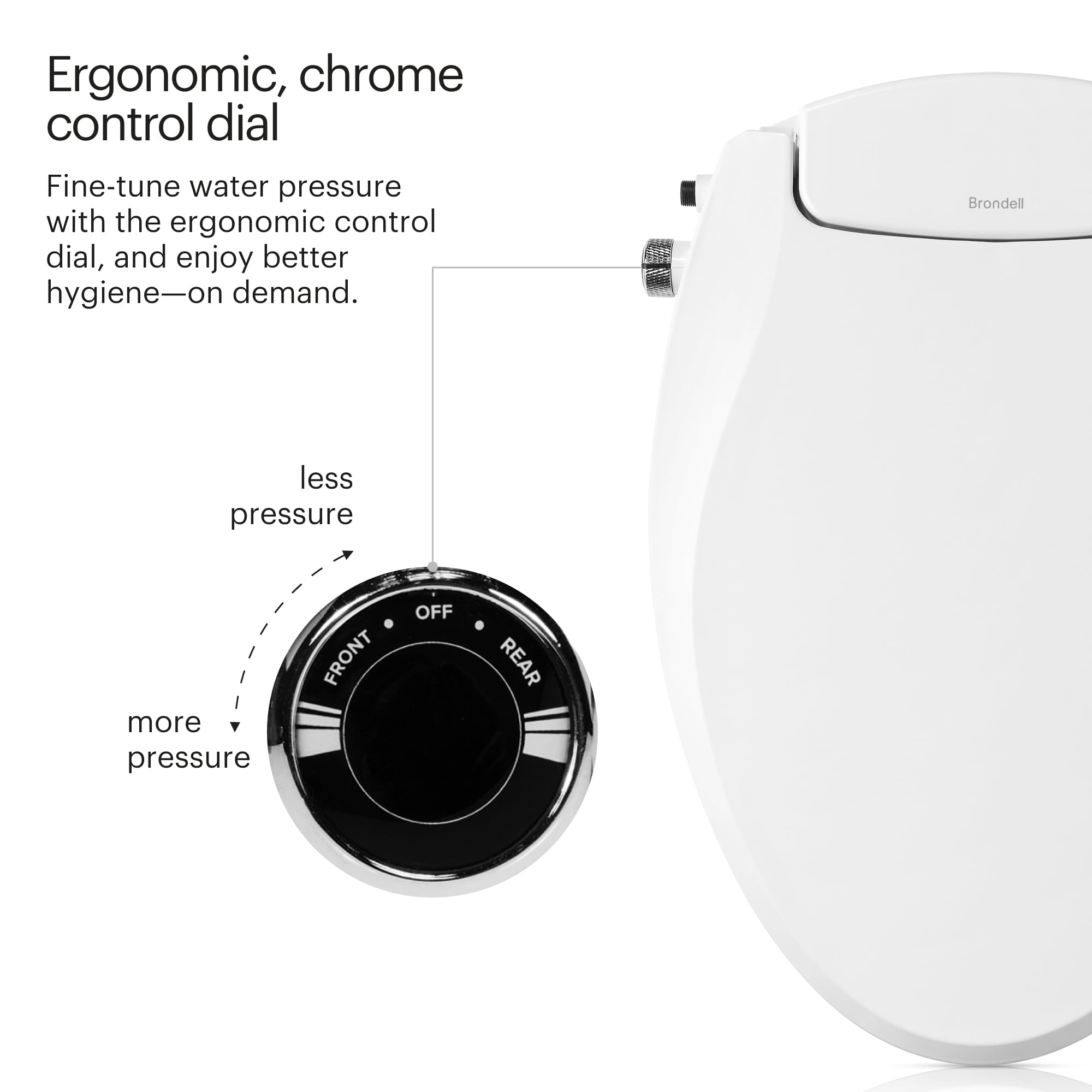 Brondell Ecoseat 101 Non-Electric Bidet Toilet Seat, Dual Nozzle System, Ambient Water Temperature, Fits Elongated Toilets (White, 20.03 in x 14.39 in x 2.55 in) agueb