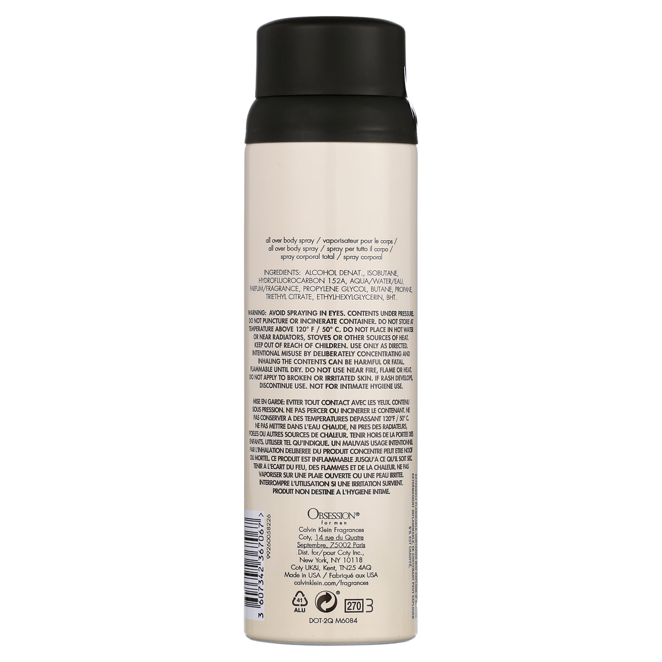 Calvin Klein Obsession Body Spray for Men, Warm and Spicy Fragrance (5.4 oz) 2e6zd