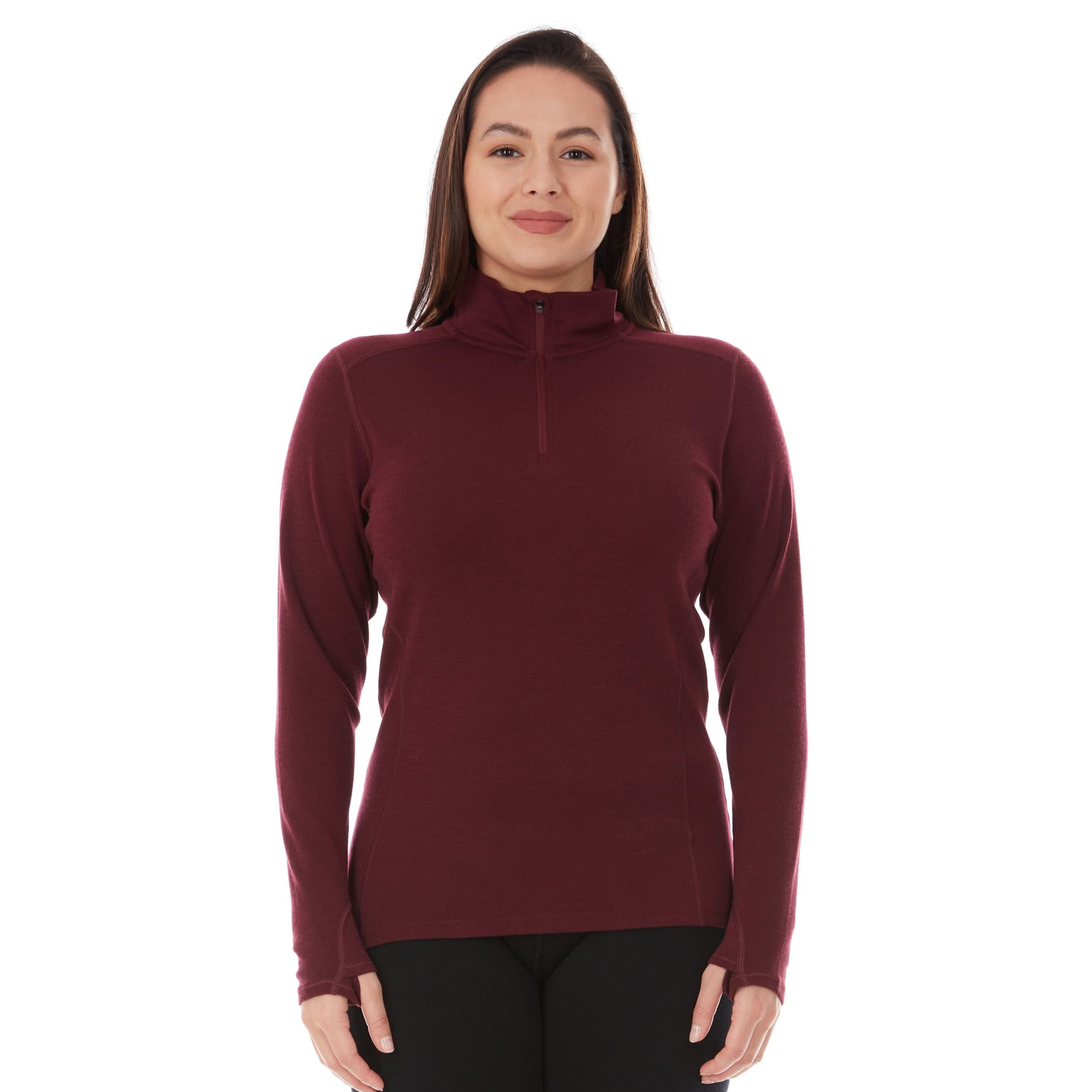 Minus33 Women's Merino Wool 1/4 Zip Midweight Base Layer (Black, Medium) hgpaf