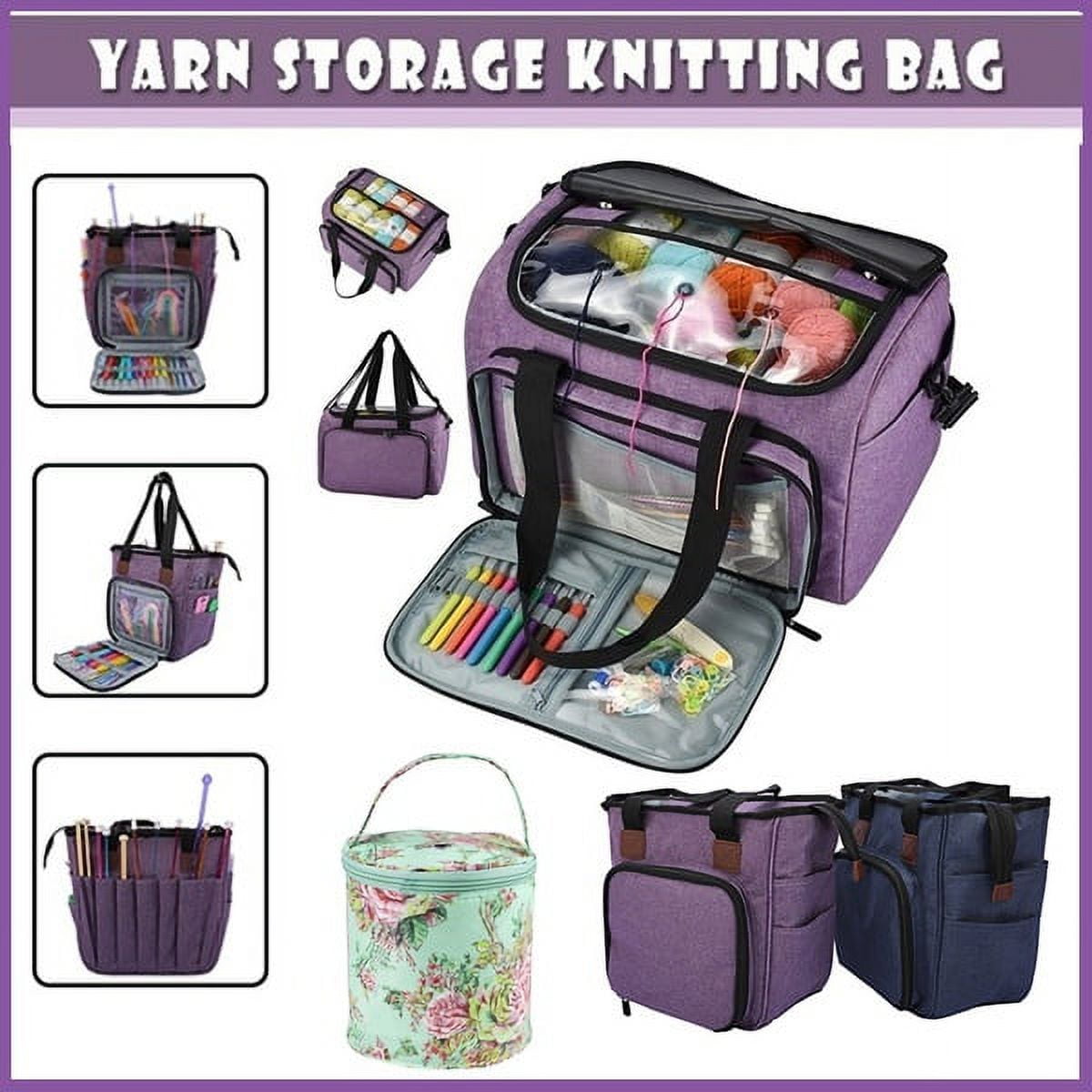 Jetcloudlive Yarn Storage Tote, Knitting Project Organizer Bag with Needle Compartments (Small, 5.7 in x 5.5 in) 6wxs1