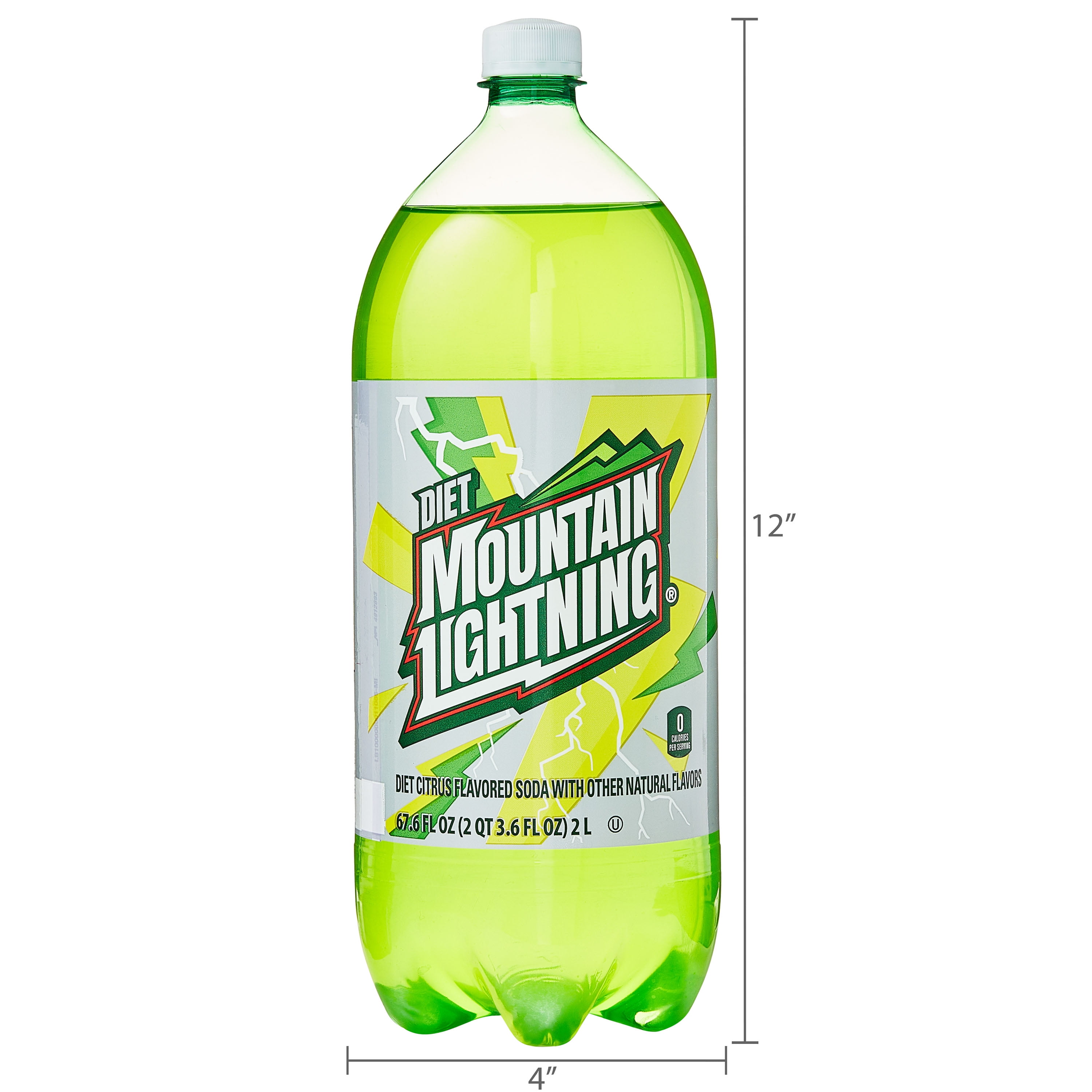 Great Value Diet Mountain Lightning Soda, Zero Sugar Refreshment (6 Pack, 67.6 fl oz) t98lr
