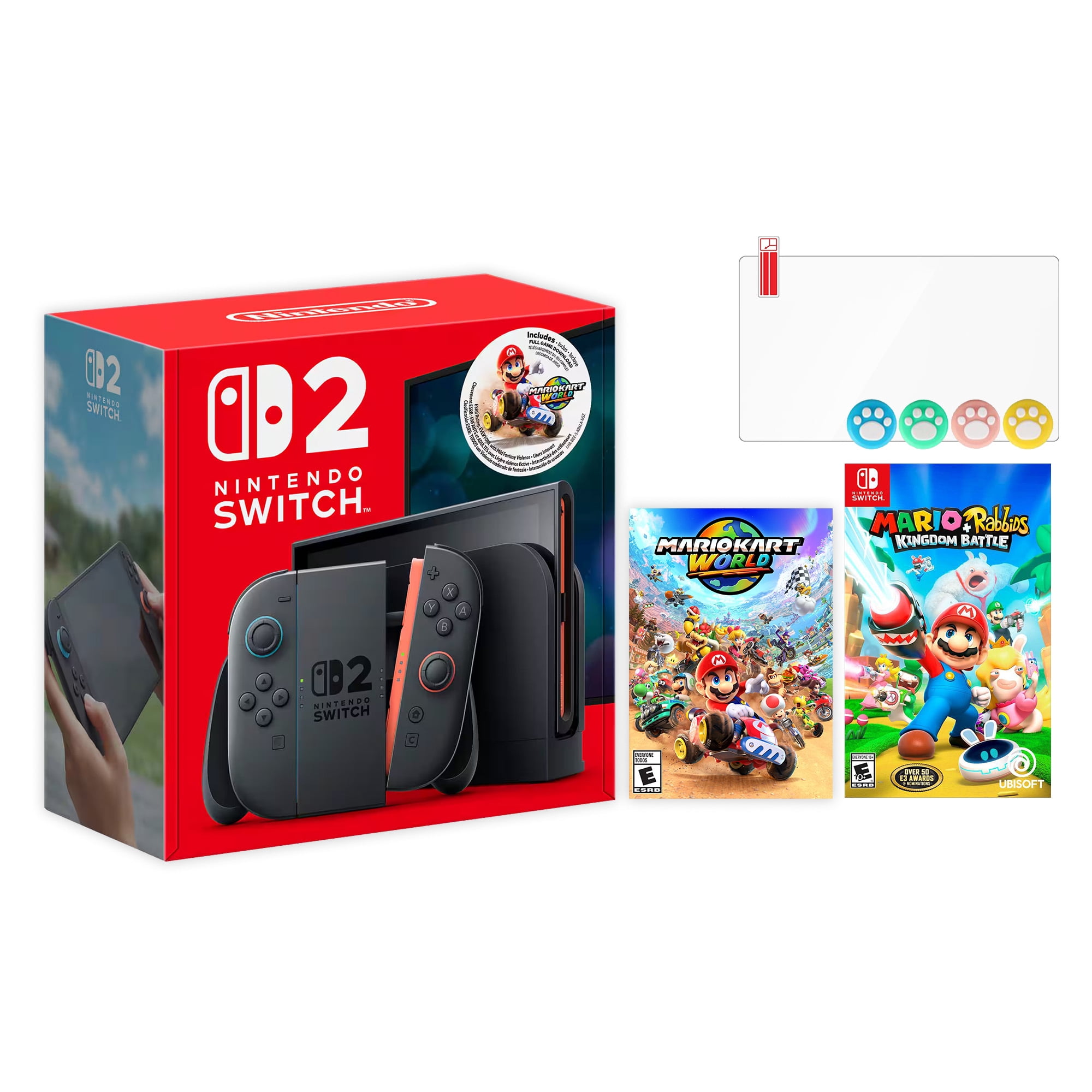 Nintendo Switch 2 Mario Kart World Bundle (256GB, 7.9-in Screen, Neon Blue/Neon Red) qxdek