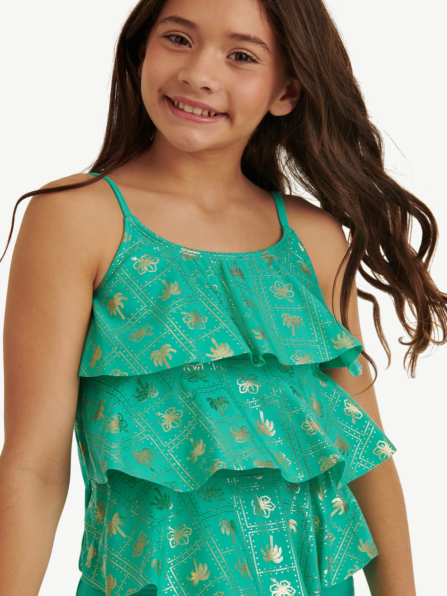 Justice Girls 2-Piece Ruffle Tankini Swimsuit (Blue, XS) 6mgcb