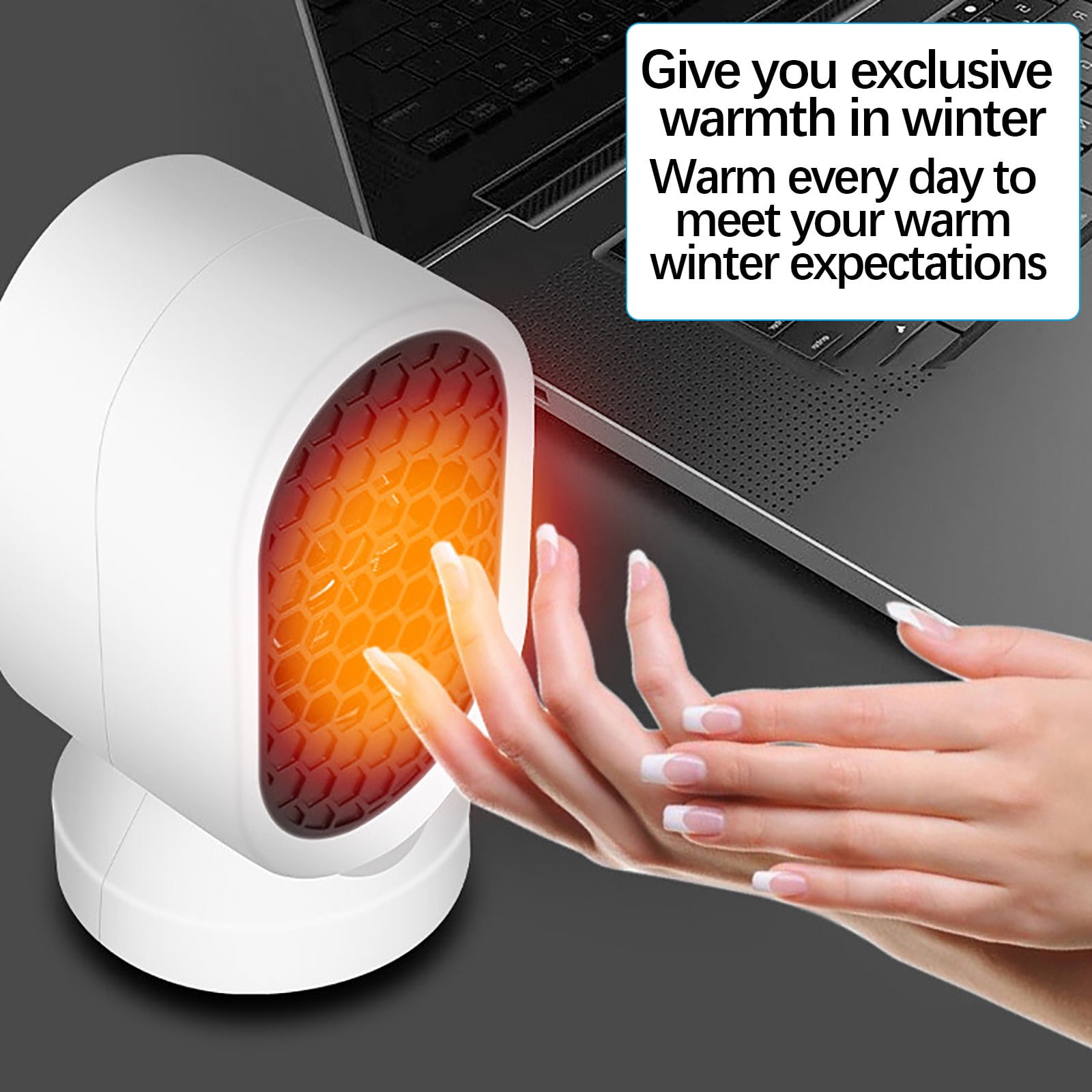 Btomtd 400W Portable Electric Space Heater for Indoor Use, Silent Desktop Heater for Bedroom and Office (White, 1 Unit) qnird