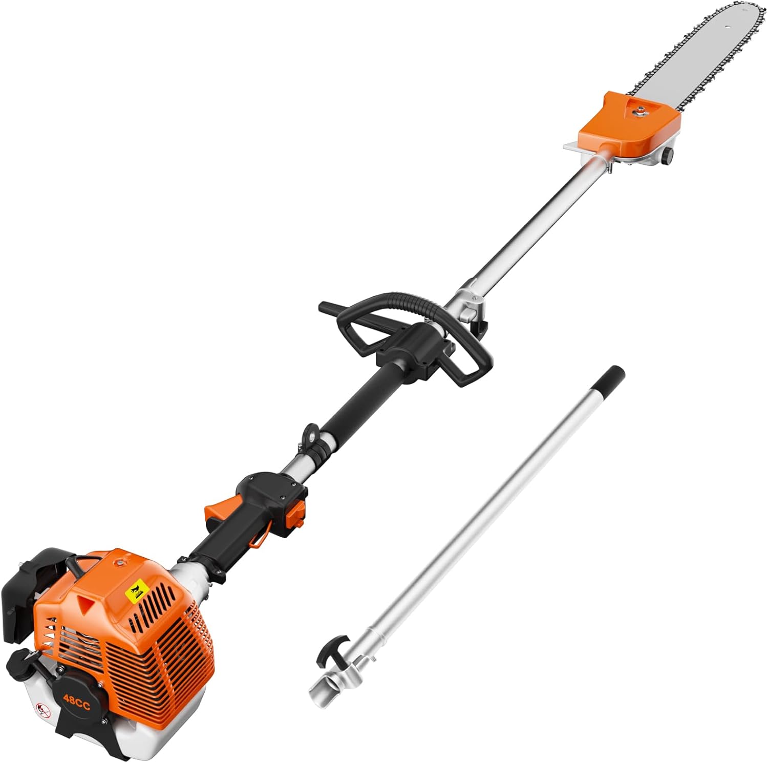 Yotree 48cc 2-Cycle Gas Powered Pole Saw, Telescoping Extension Chainsaw for Tree Trimming (Orange, 16 ft Reach) 37ywa