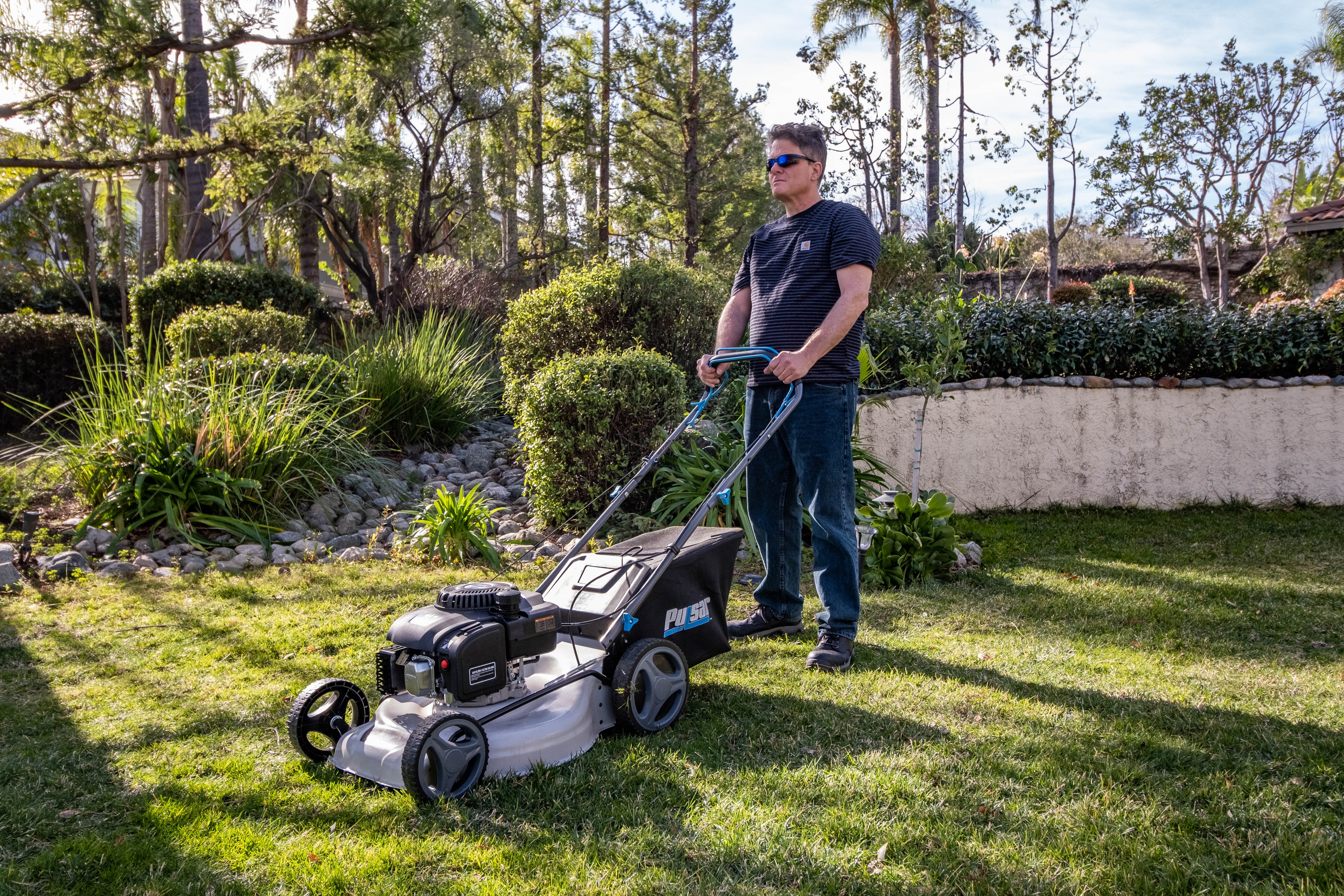 Pulsar Self-Propelled Gas Lawn Mower, 200cc 4-Stroke Engine, 3-in-1 Cutting System (White, 21 in) 8198v