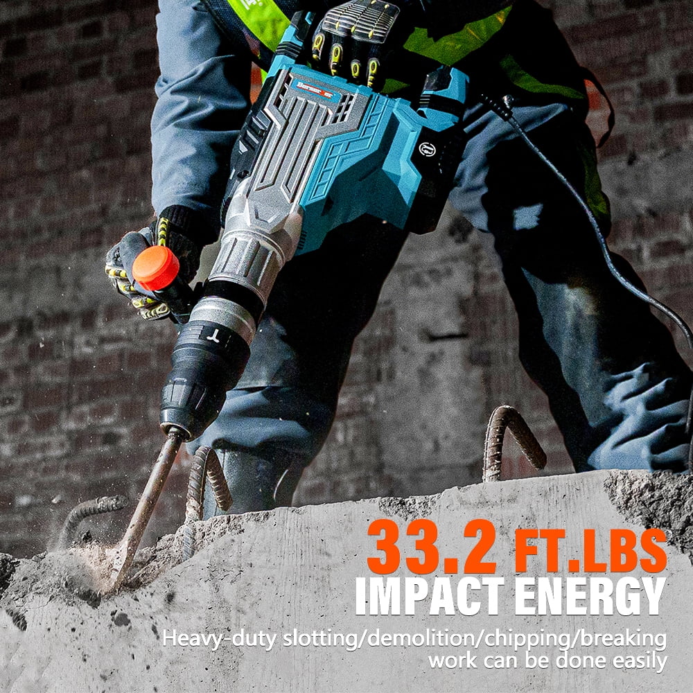 BERSERKER 1700W SDS-Max Demolition Jack Hammer, 14-Amp Electric Chipping Hammer with Case (Silver, 25 lb) jcjfn