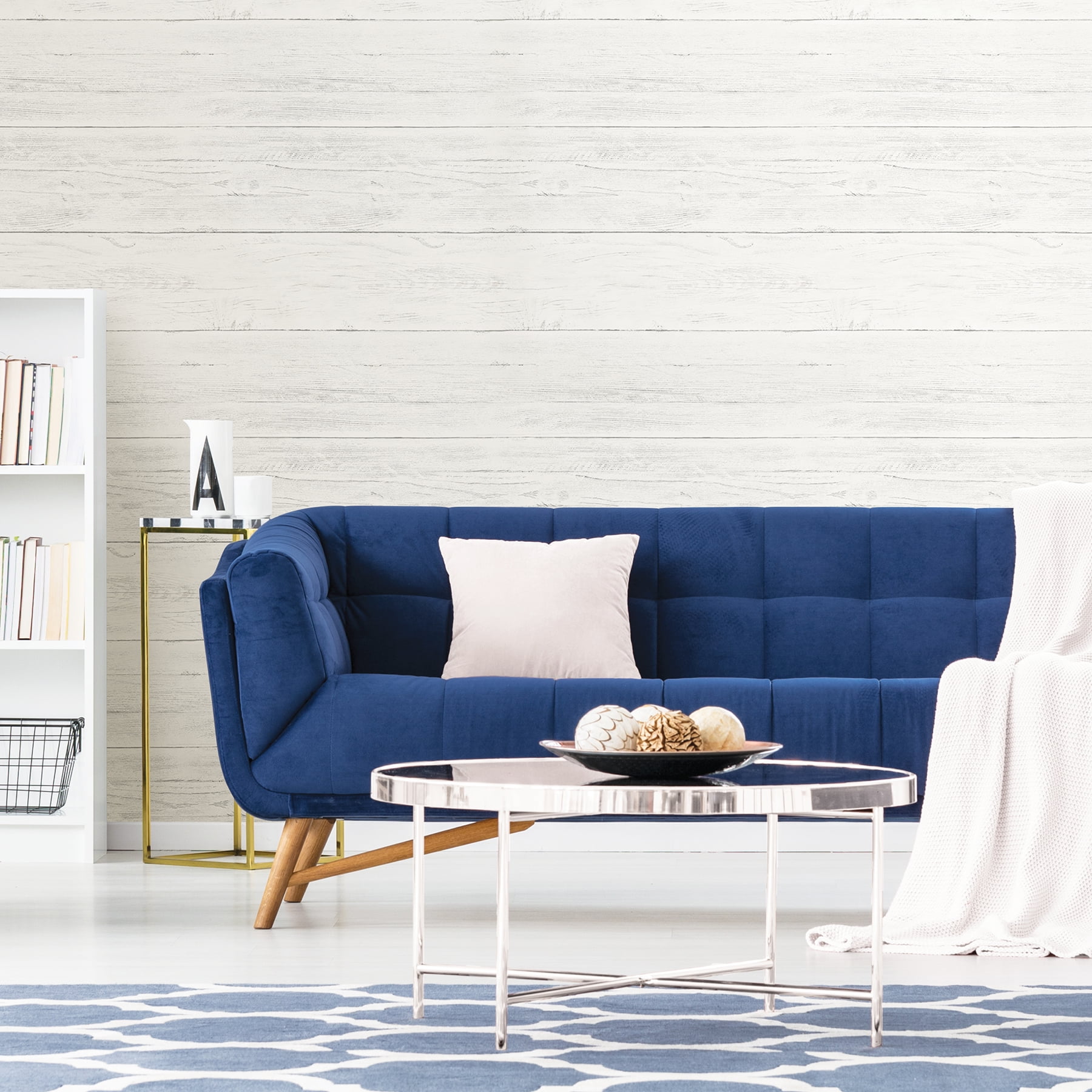 NuWallpaper Shiplap Vinyl Peel And Stick Wallpaper Sample (White, 8 in x 10 in) m5d4c