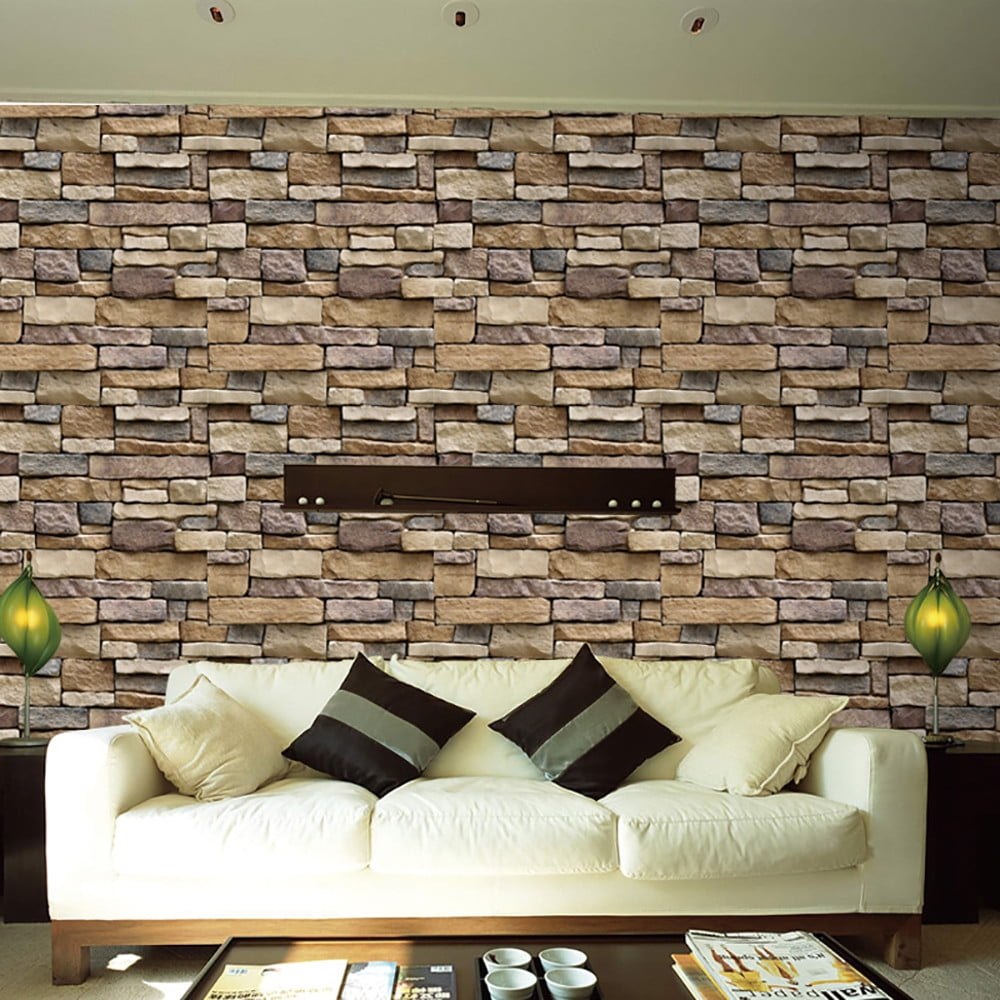 JoyMoreHome Peel and Stick Brick Wallpaper, Vintage Stone Decorative Contact Paper for Kitchen (Red, 17.7 in x 39.4 in) c6bag