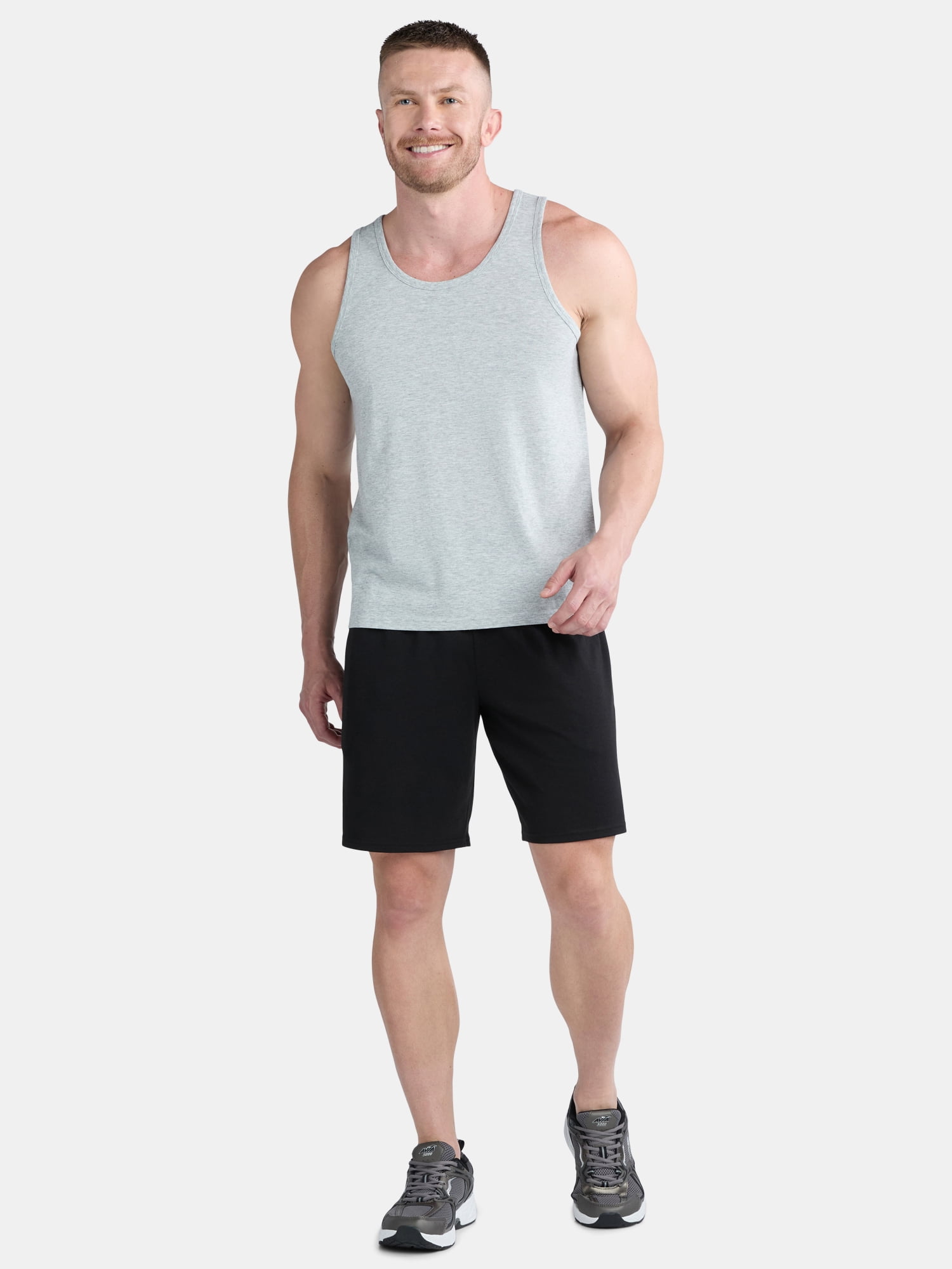 Athletic Works Men's Tri-Blend Active Shorts, Relaxed Fit Performance Athletic Wear (Black, S) 1lm5c