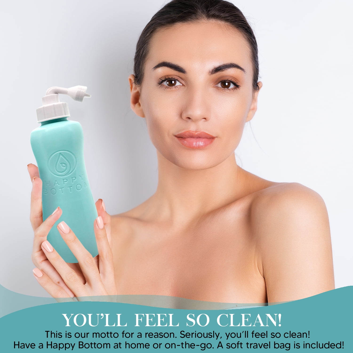Happy Bottom Portable Bidet Sprayer for Personal Hygiene (Turquoise, 14 fl oz) ybg03