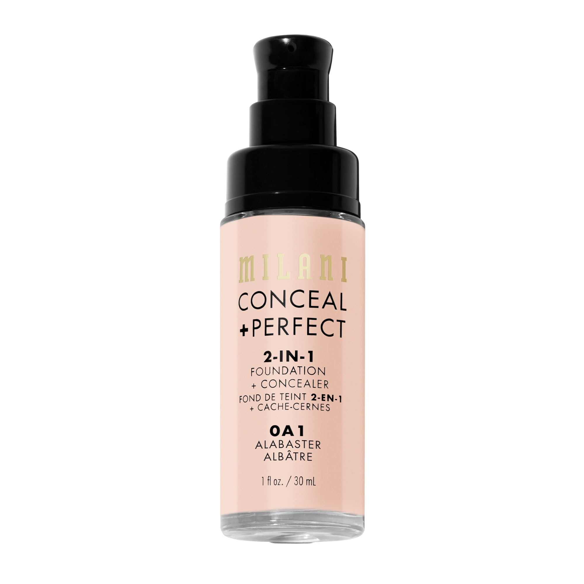 Milani Conceal + Perfect 2-In-1 Foundation + Concealer, Long-wear Full Coverage (Alabaster, 1 fl oz) ir8z4