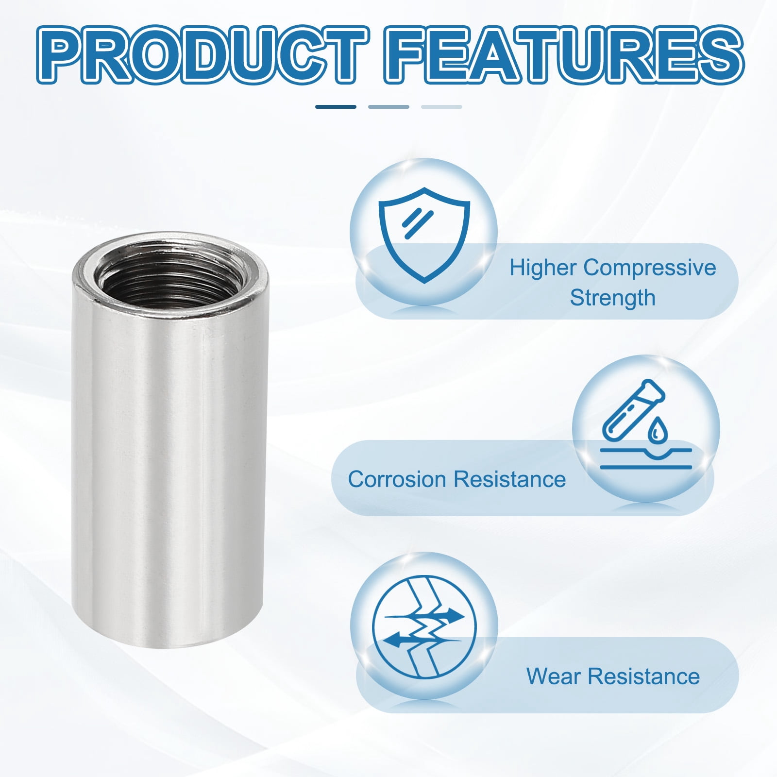 Uxcell Stainless Steel Pipe Coupling, Straight Connector Adapter for Pump Accessories (Silver, 1/8 in x 1/8 in Female BSP, 2 Pack) 6cde6