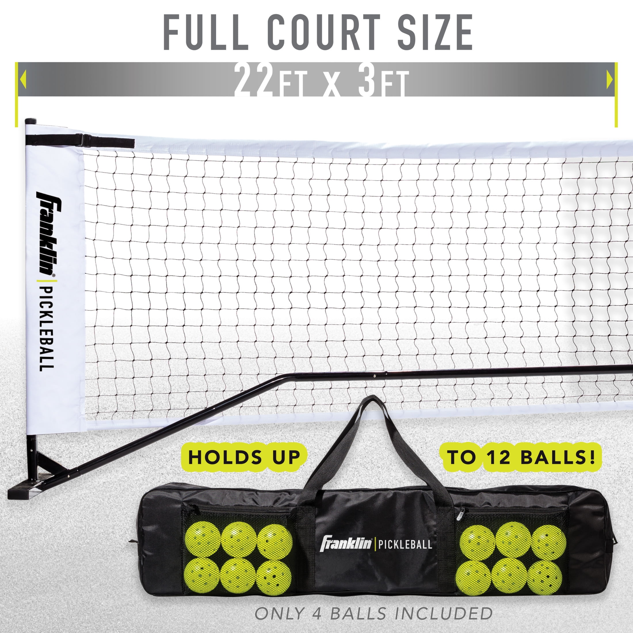 Franklin Sports Pickleball Net Set with 4 Paddles and 4 Balls (White, 22 ft) 64wj2