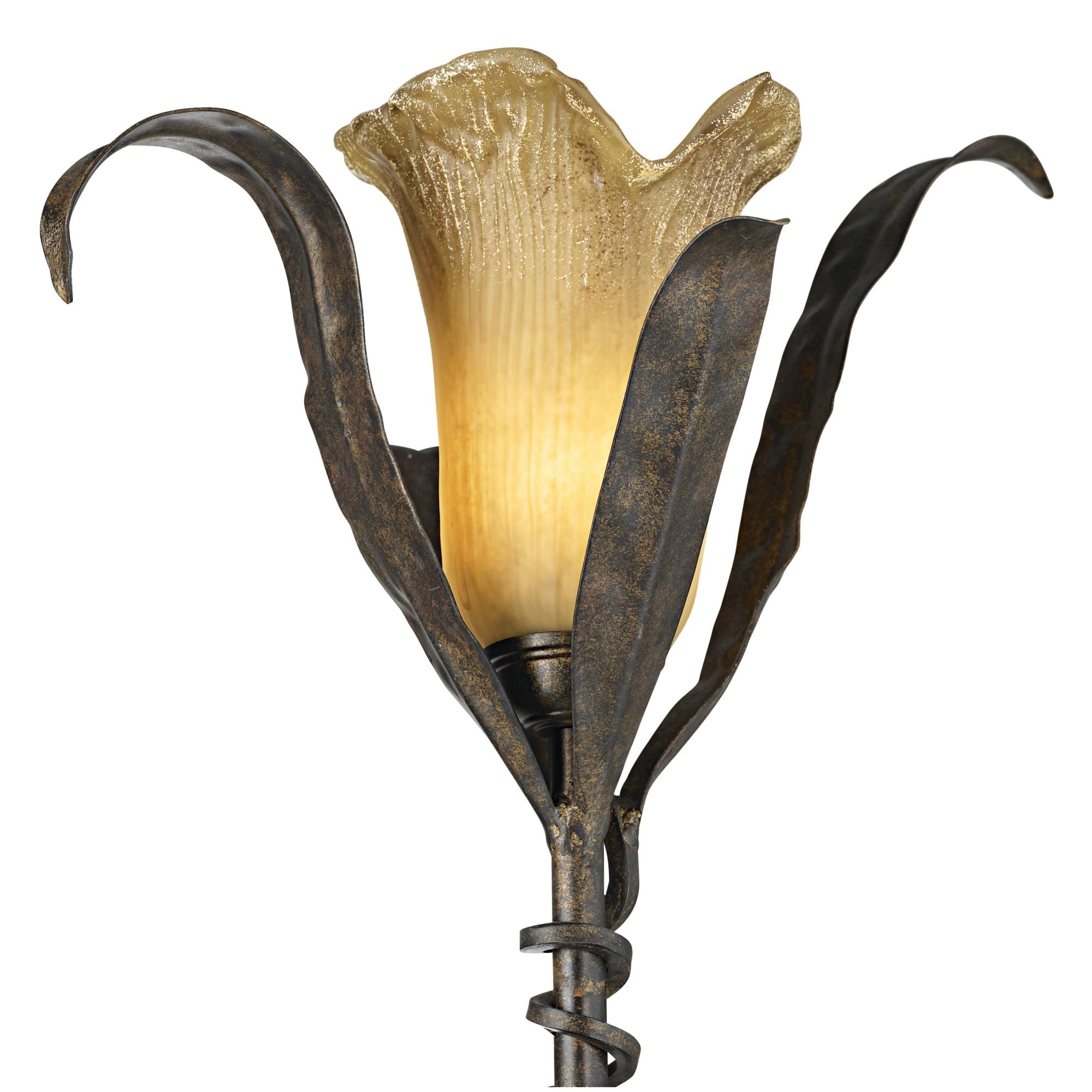 Franklin Iron Works Intertwined Lilies Rustic Farmhouse Floor Lamp (Bronze Gold, 68.25 in) q9hdj