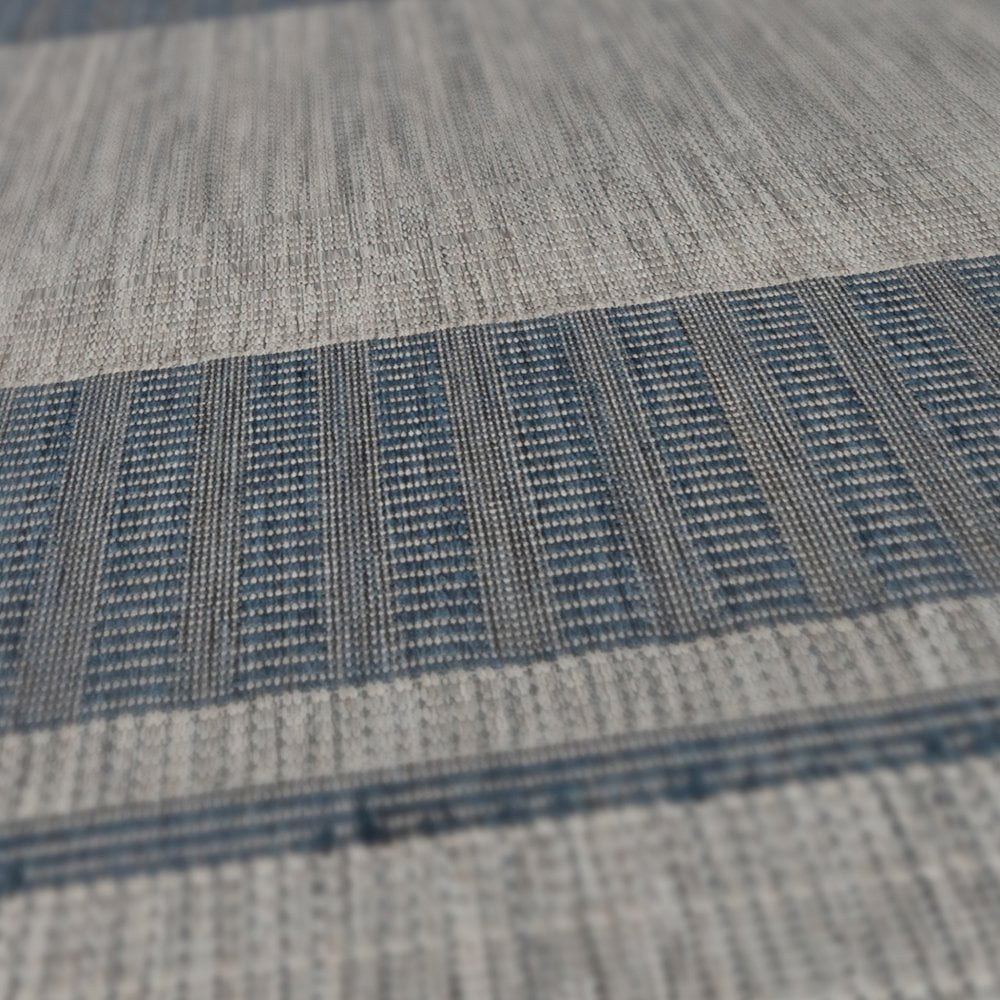 HomeRoots Striped Indoor Outdoor Area Rug Stain Resistant Durable Polypropylene (Blue and Gray, 8 ft x 10 ft) elv7z