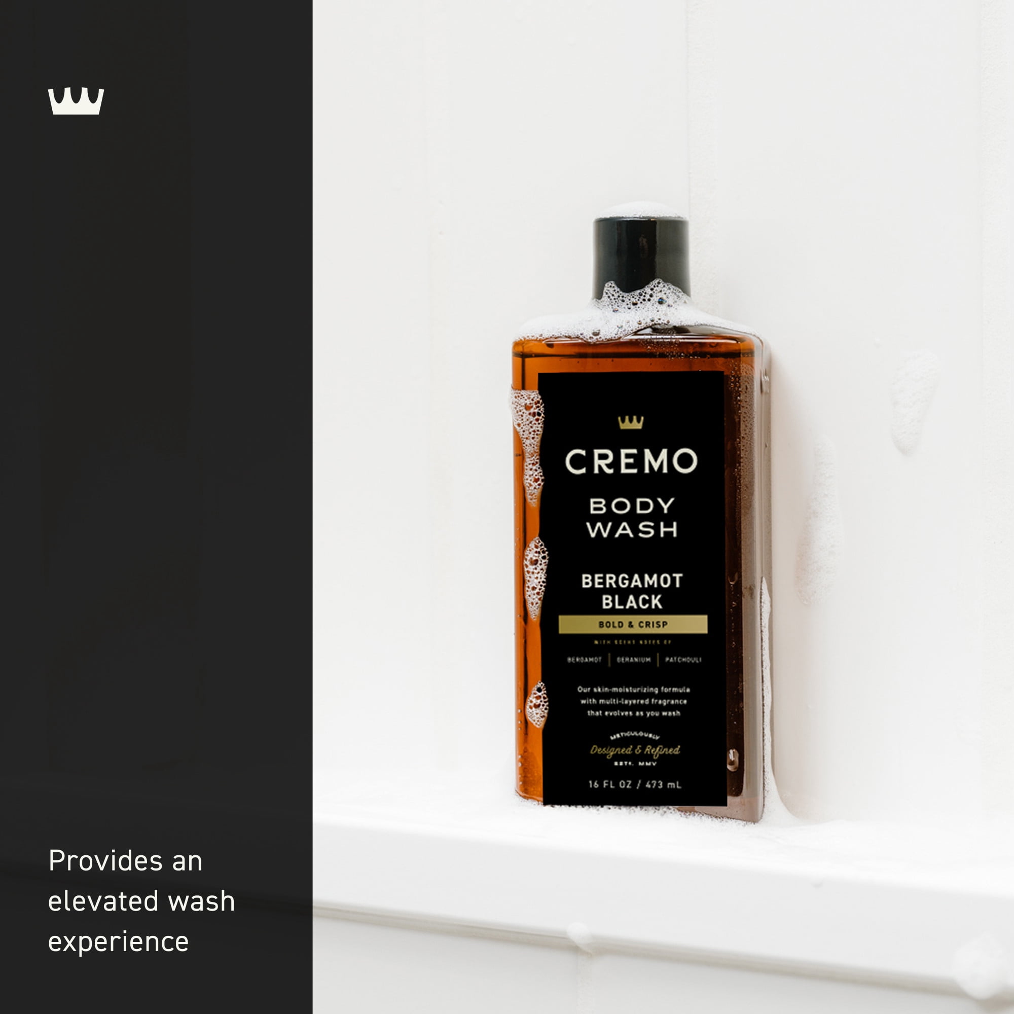 Cremo Men's Body Wash, Bergamot Black Scent, Moisturizing Formula (Black, 16 fl oz) gvryl