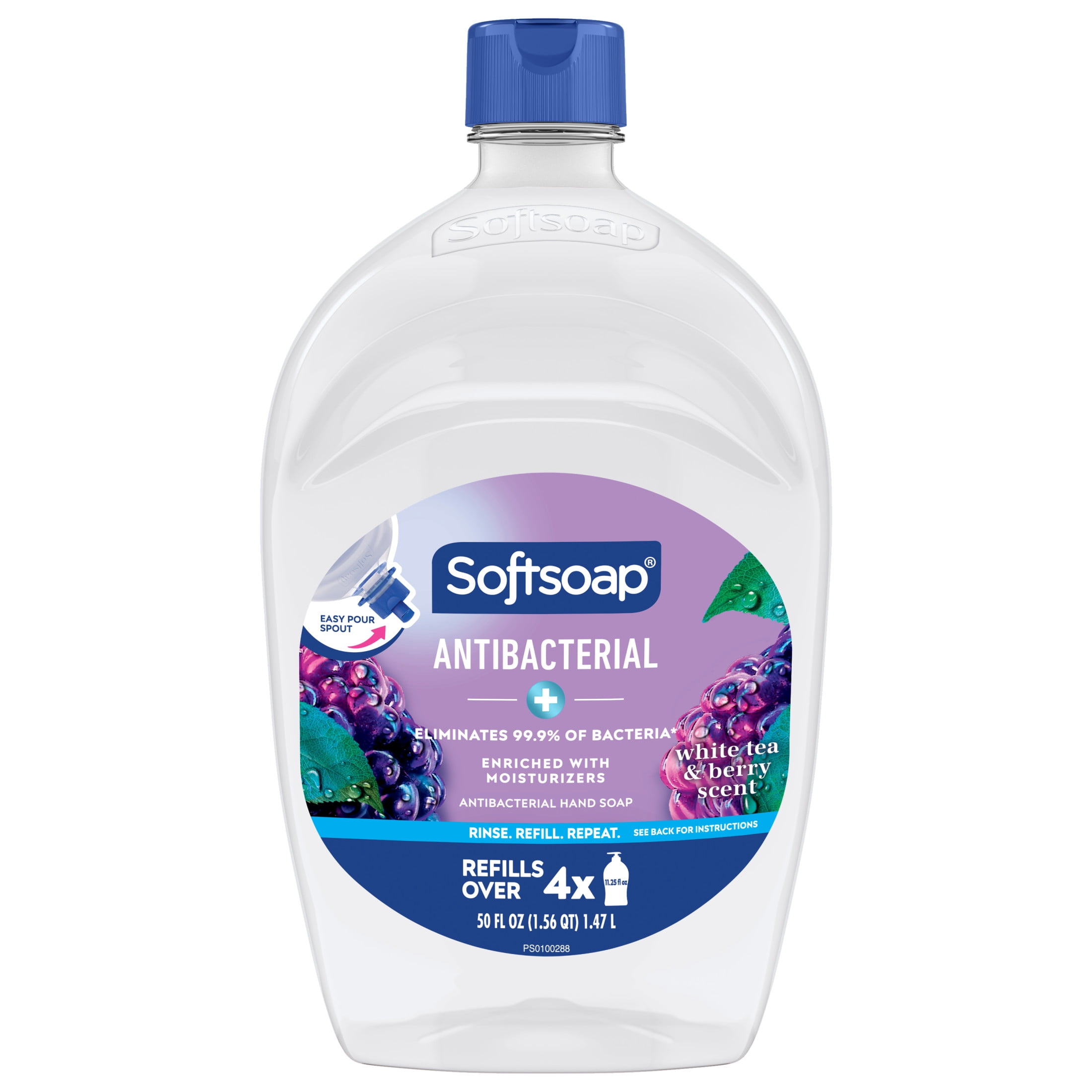 Softsoap Antibacterial Liquid Hand Soap, Moisturizing Formula with White Tea and Berry Scent (White, 50 fl oz) 4e9n3