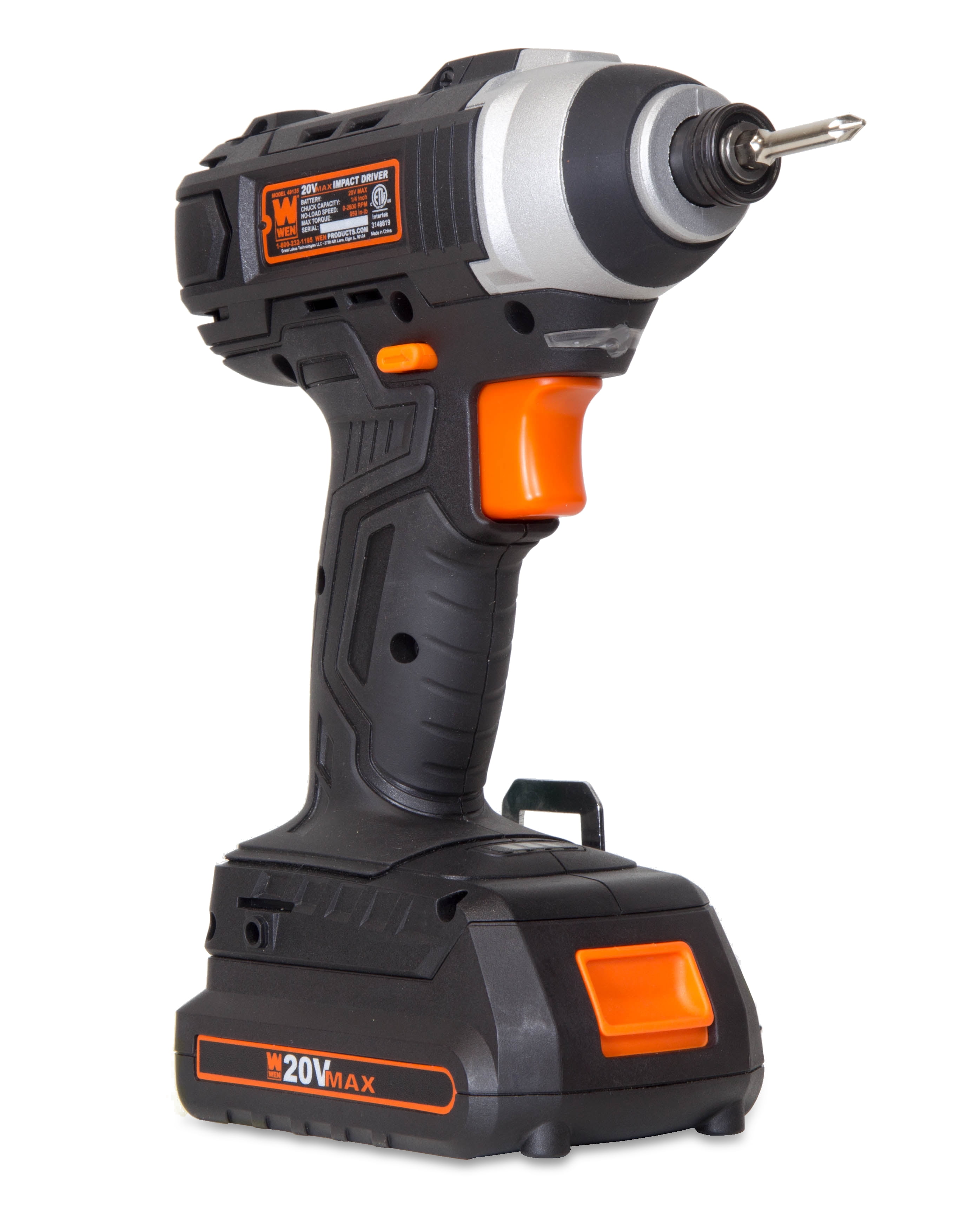 WEN 20-Volt MAX Cordless Impact Driver Kit with Battery, Charger, and Carrying Bag (1/4 in) ks4ot