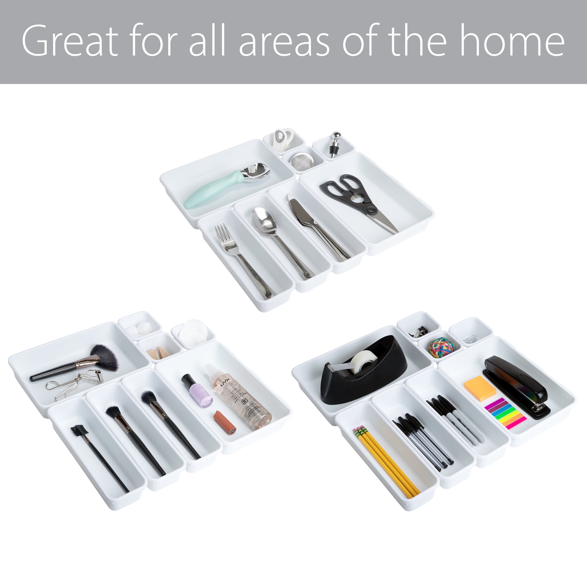 Smart Design 8-Piece Interlocking Drawer Organizer Set (White, 8-Piece) tynez