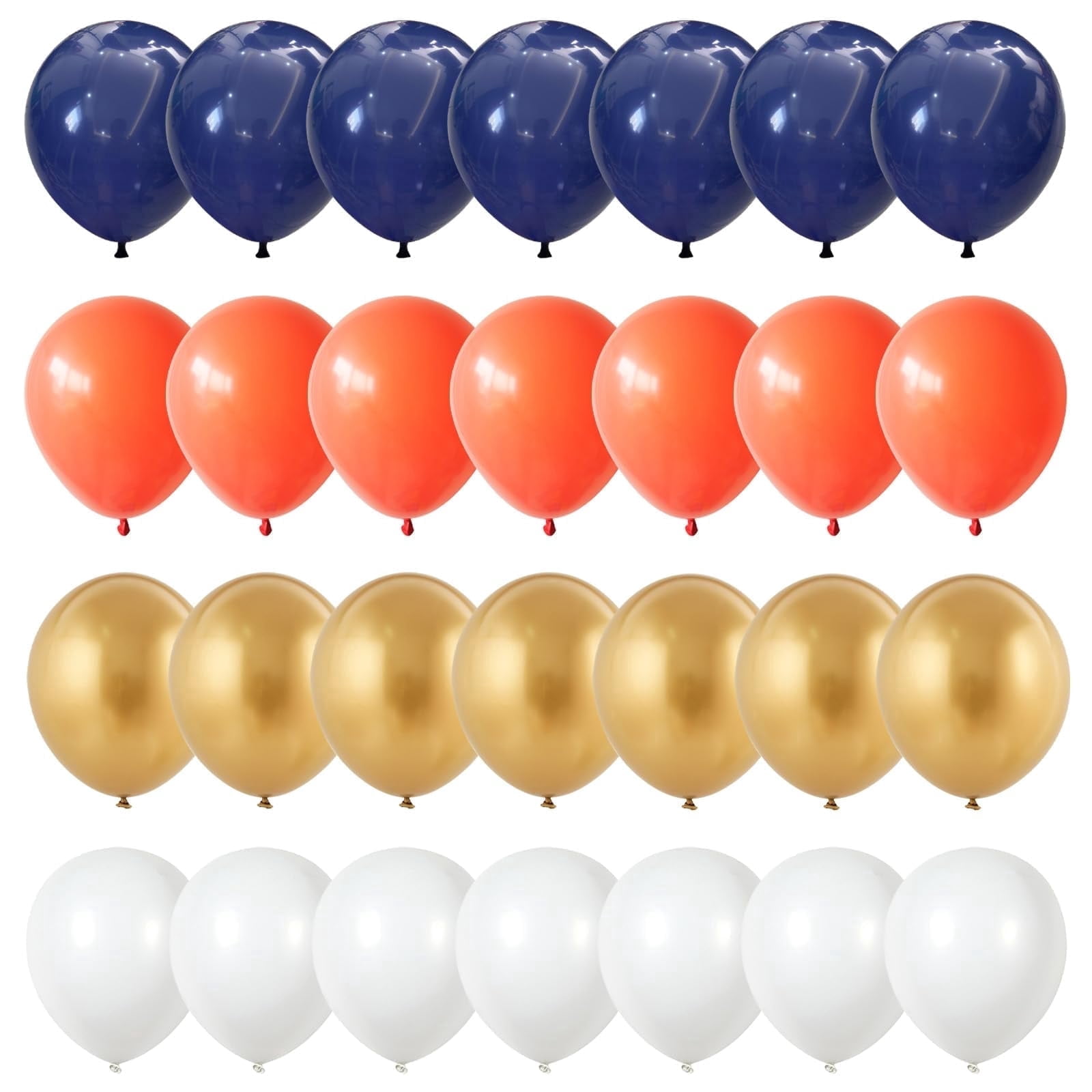 Qiameng Party Balloon Arch Kit, Navy Blue Orange White and Metallic Gold Latex Balloons for Birthday Wedding Graduation (35 Pieces, 12 in) ftvag