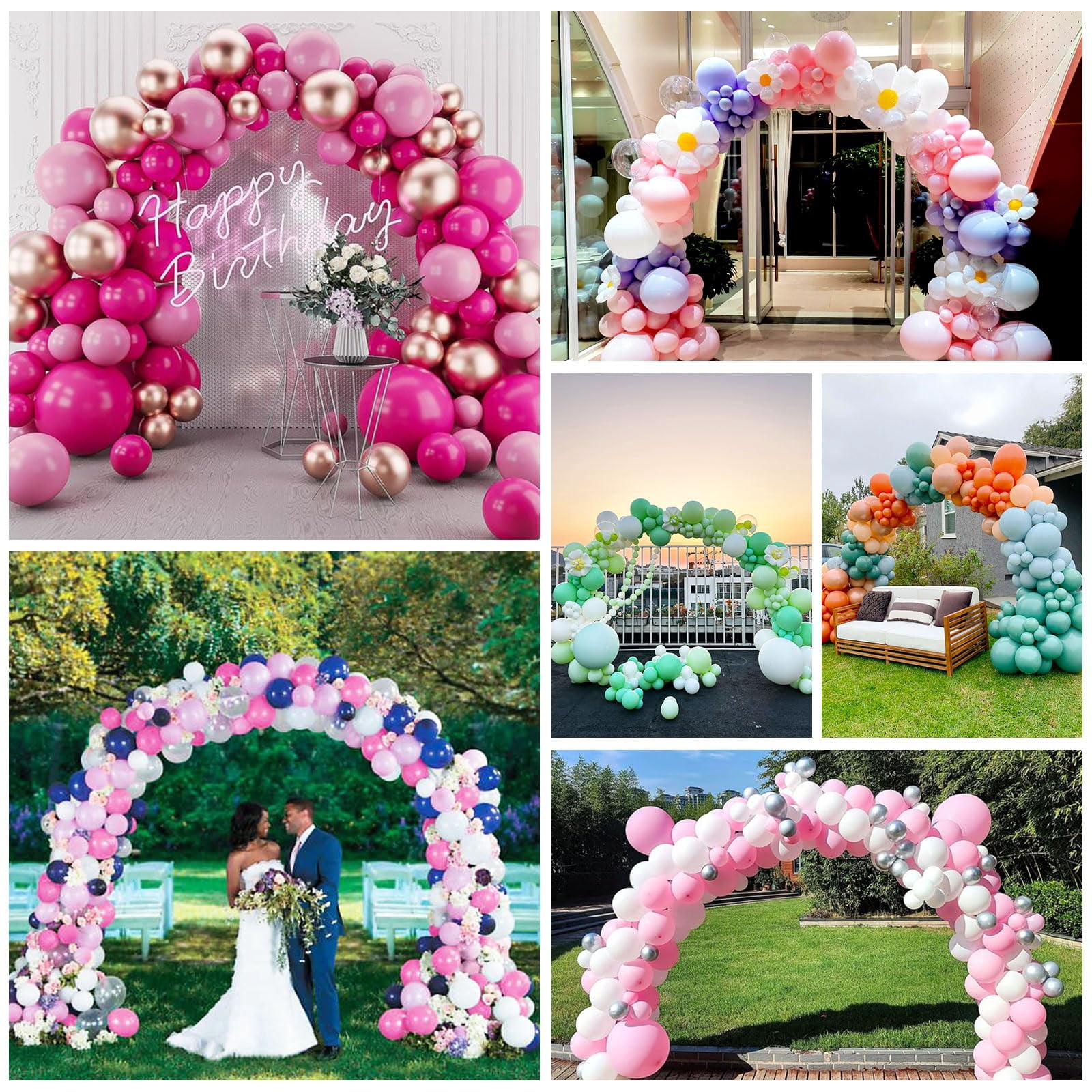 Generic Balloon Arch Stand Kit, Adjustable Party Decoration Frame (Black, 7.4 ft) 9r1m8