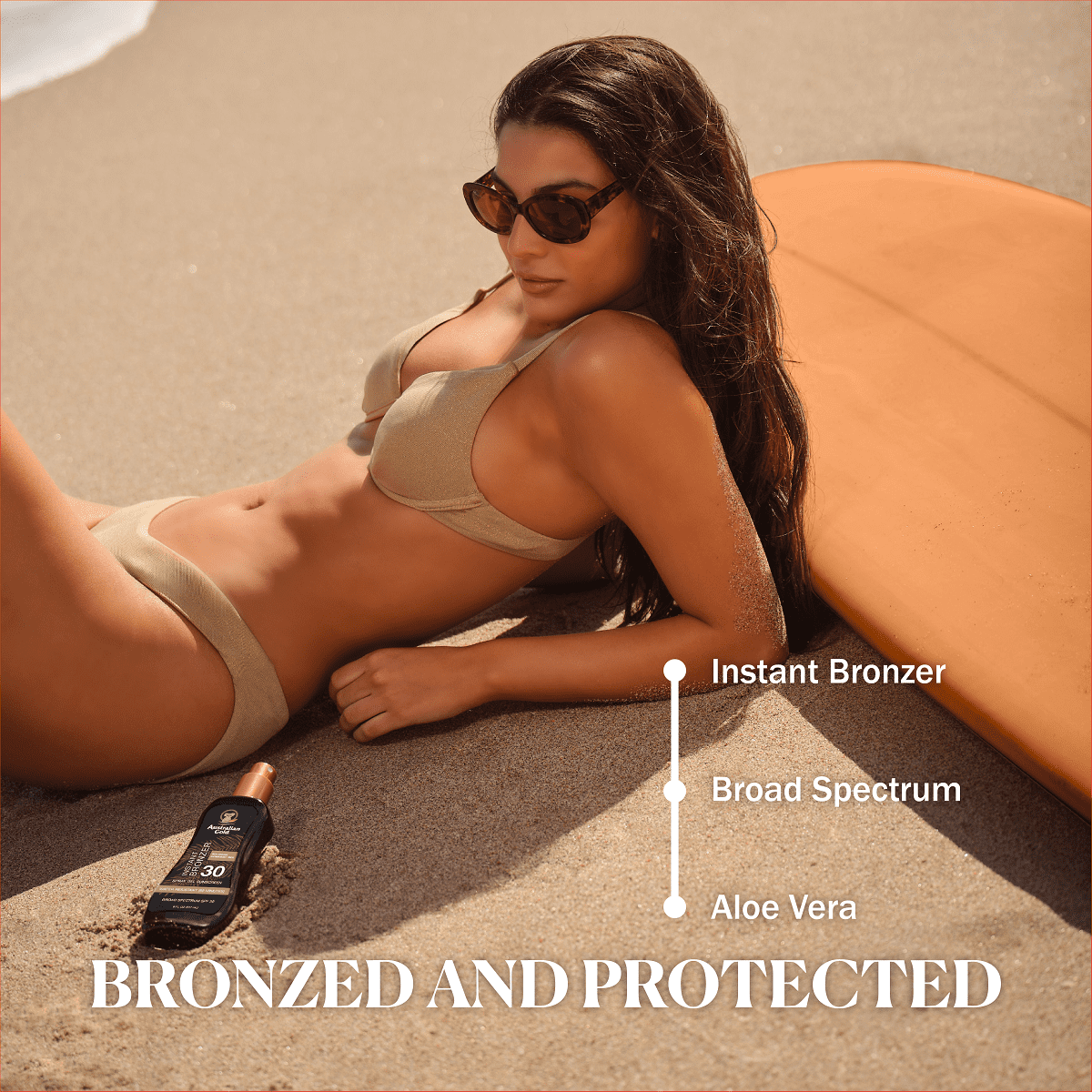 Australian Gold Spray Gel Bronzer SPF 30 Sunscreen (Gold, 8 fl oz) pqr4c