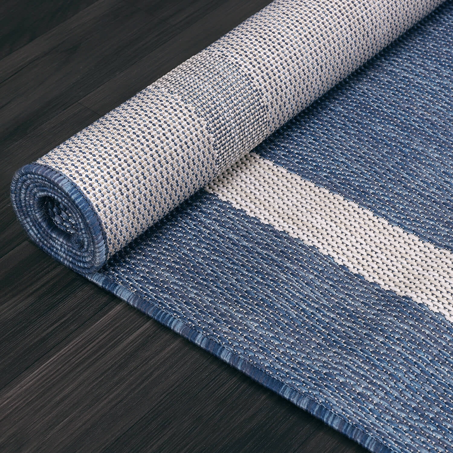Beverly Rug Indoor/Outdoor Area Rug, Bordered Patio Porch Garden Carpet (Blue and White, 8 ft x 10 ft) 9ji9h