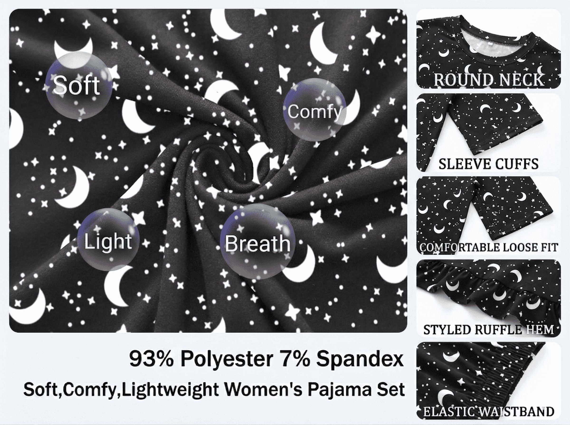 MINTREUS Womens Pajamas Set 2 Piece Knit Lounge Sleepwear with Pockets (Black, M-3XL) zqdbf