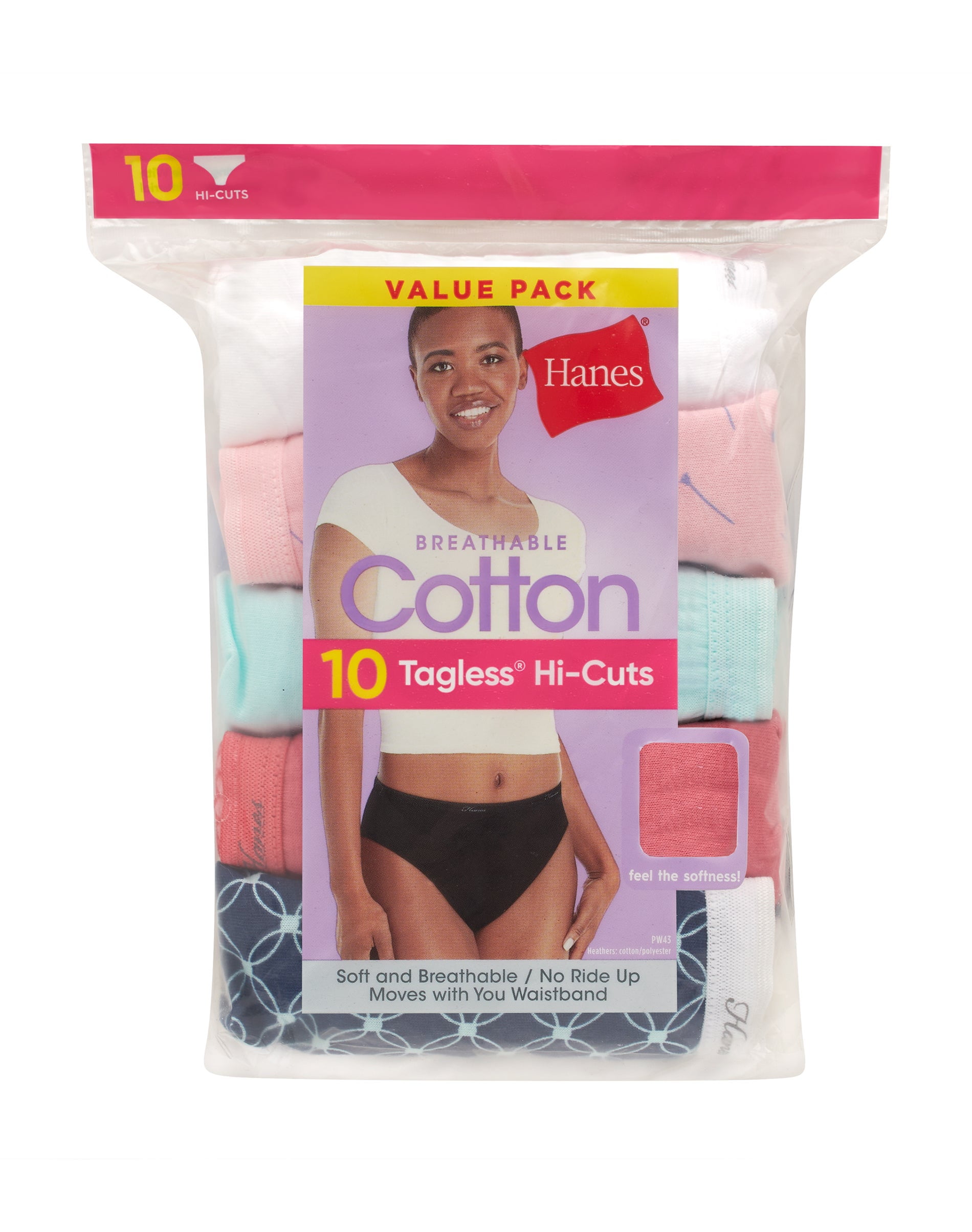 Hanes Women's Hi-Cut Panties (Assorted Colors, 10 Pack) lw3kg