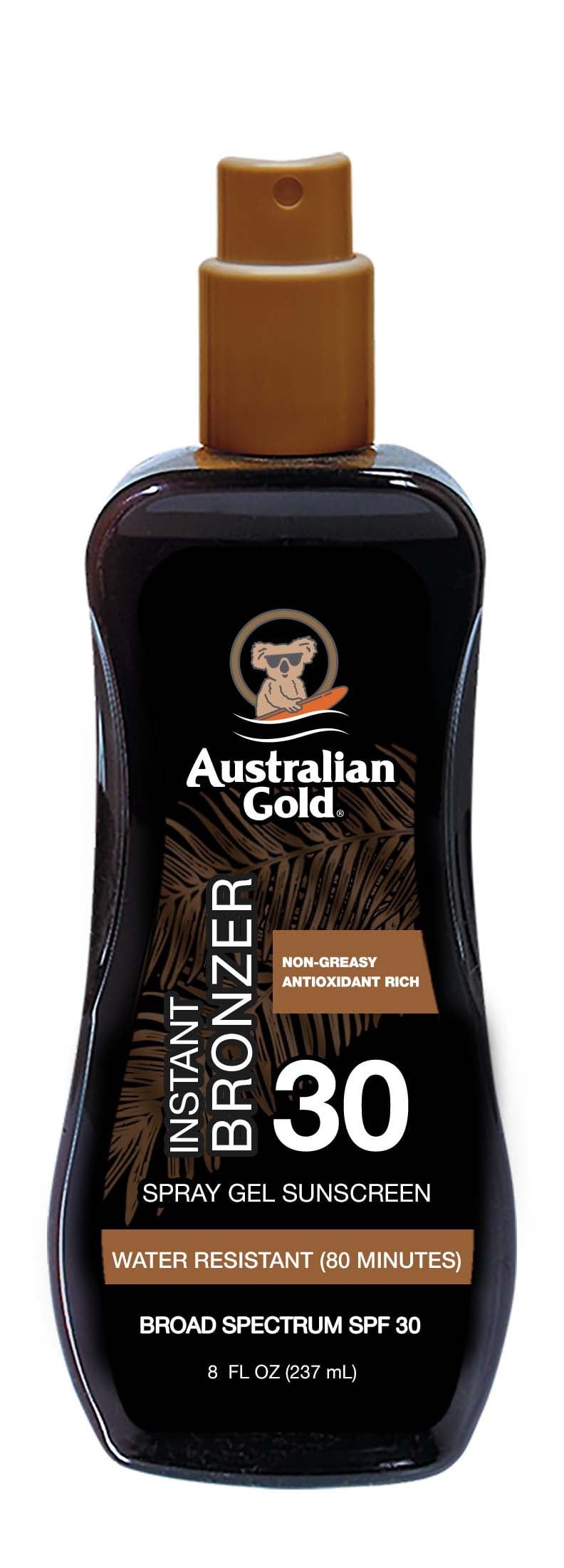 Australian Gold Spray Gel Bronzer SPF 30 Sunscreen (Gold, 8 fl oz) pqr4c