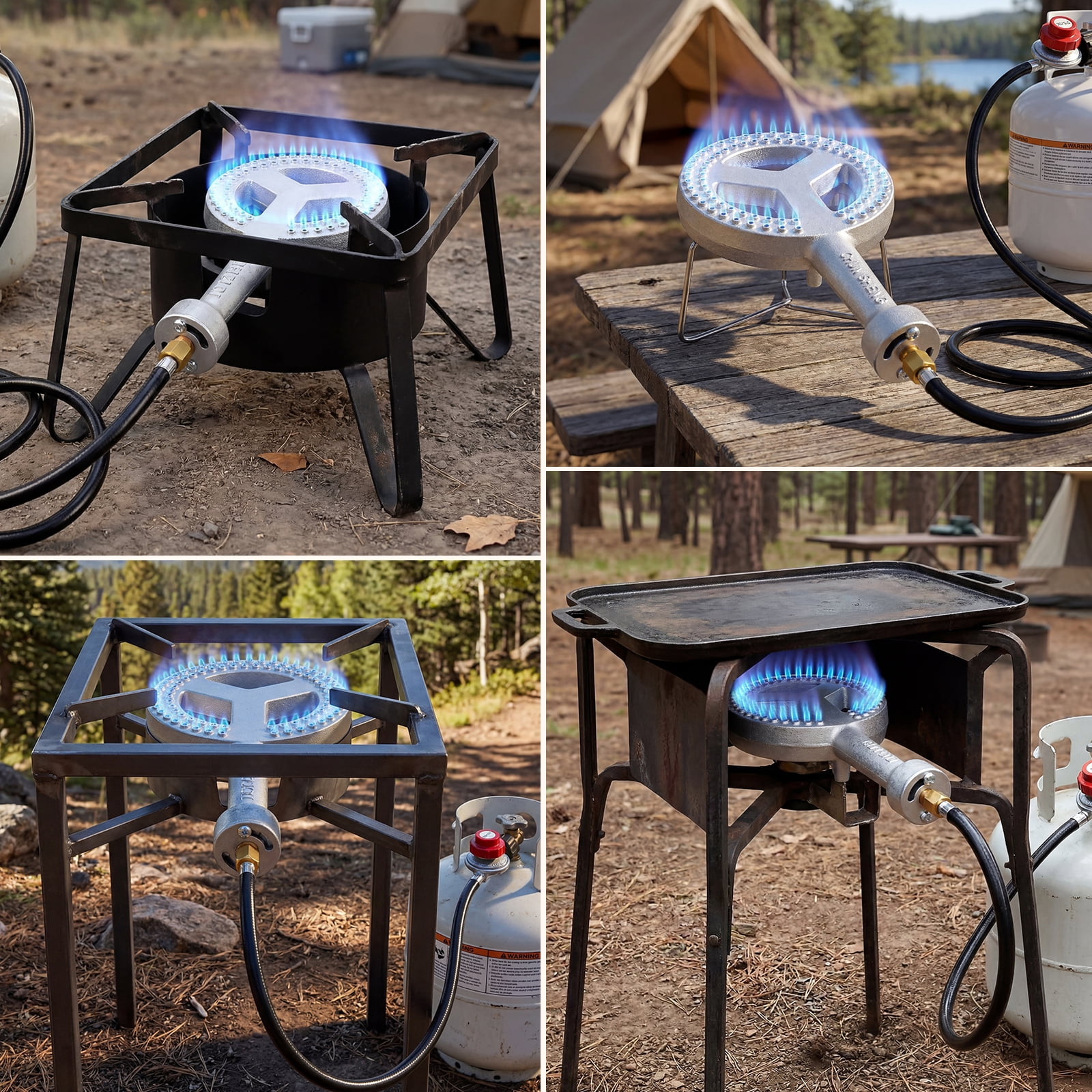 SIXDAY 260,000 BTU High-Pressure Propane Burner Stove, Heavy-Duty Outdoor Gas Cooker with 0-20 PSI Regulator and 4.1 ft Steel-Braided Hose thyy1