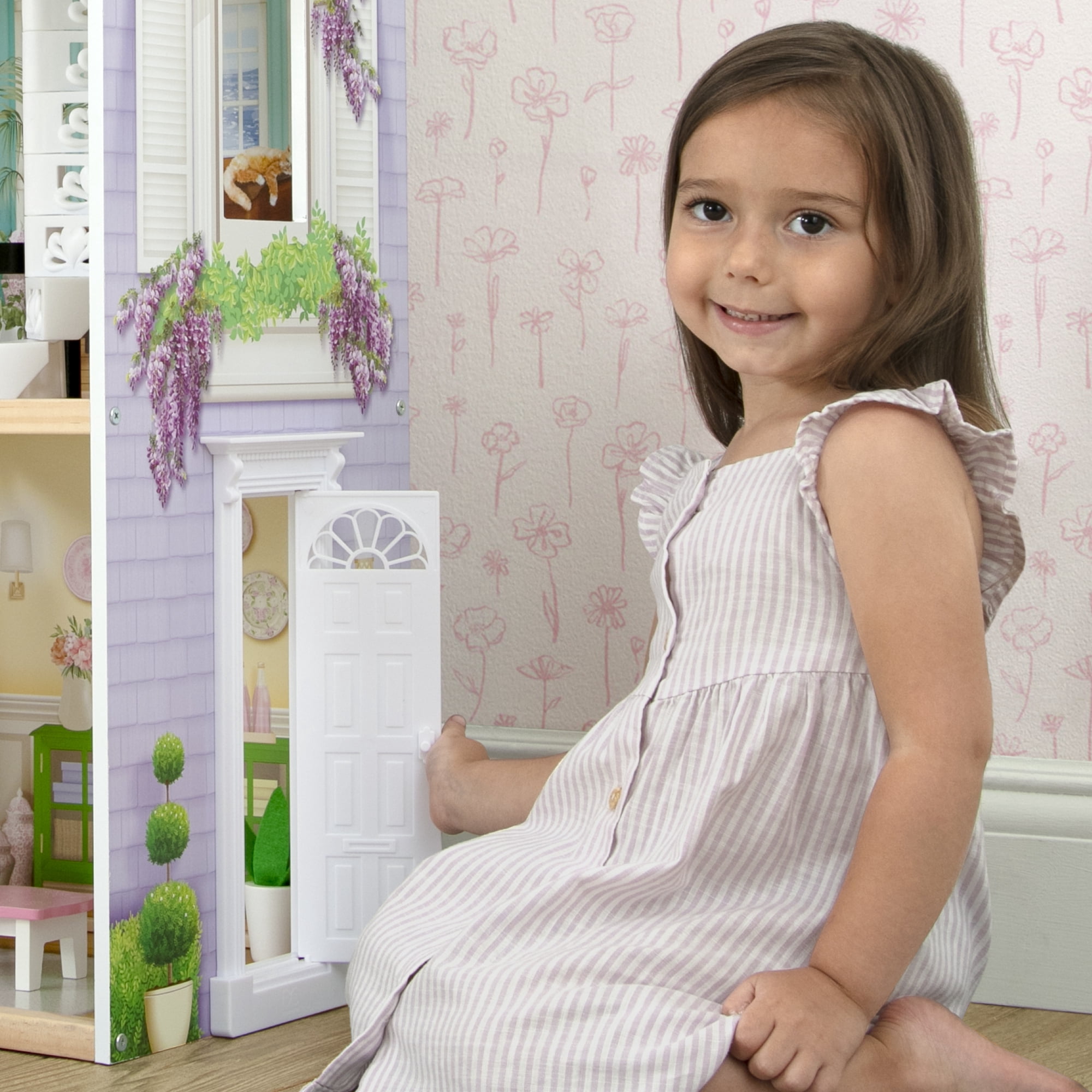 Delta Children MySize Wooden Dollhouse (Pink, 33 in W x 14.5 in D x 46.3 in H) pahsq