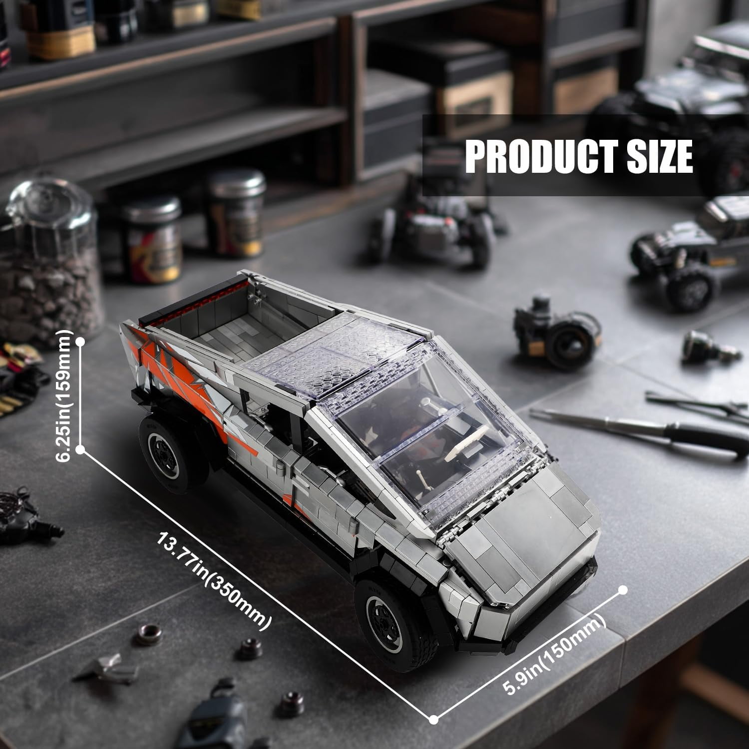Remocguys Cyber Truck Building Set Vehicle Model Kit (White, 1067 Pieces) gq57y