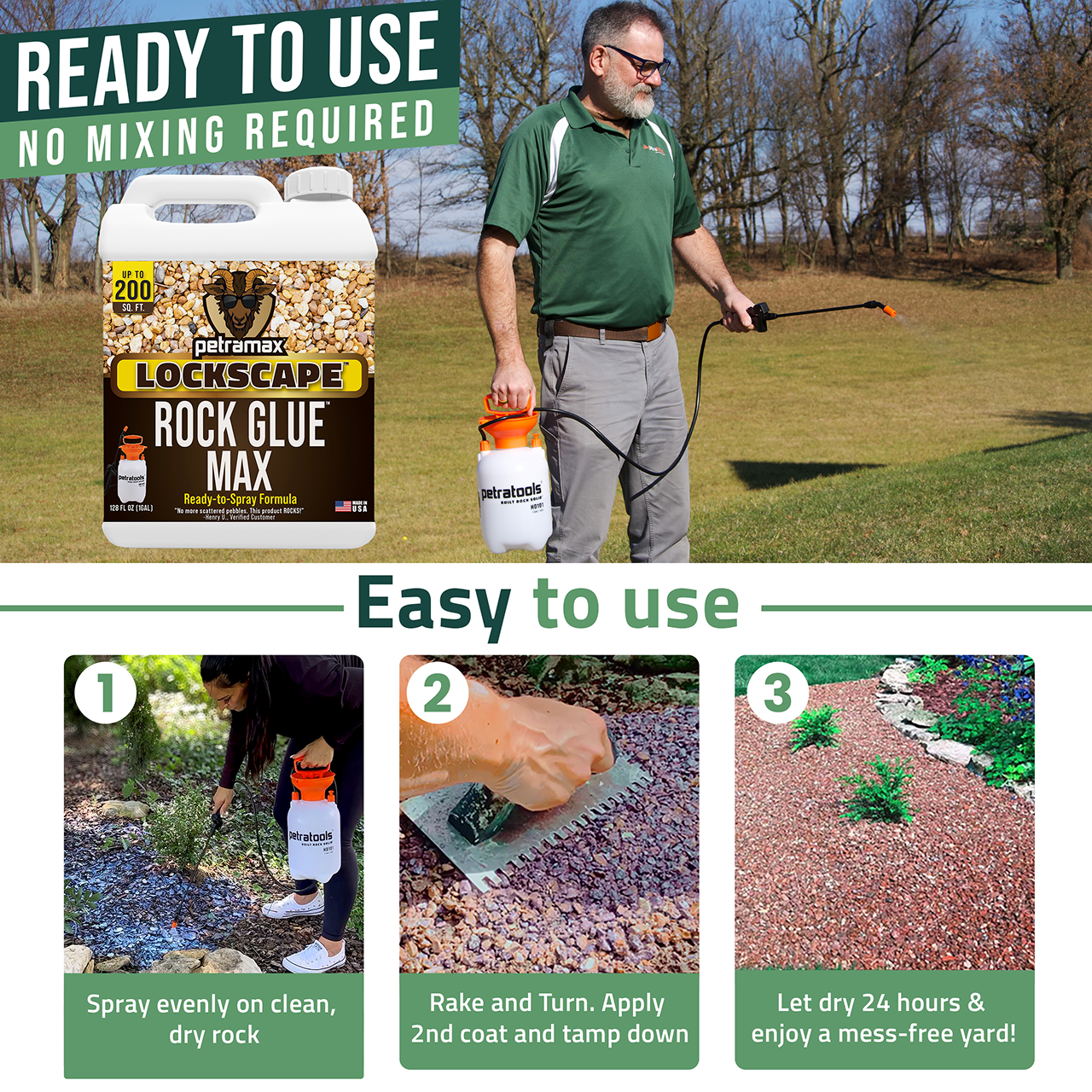 PetraMax Lockscape Landscape Adhesive for Stones and Pebbles (Clear, 1 Gallon) f8yjs