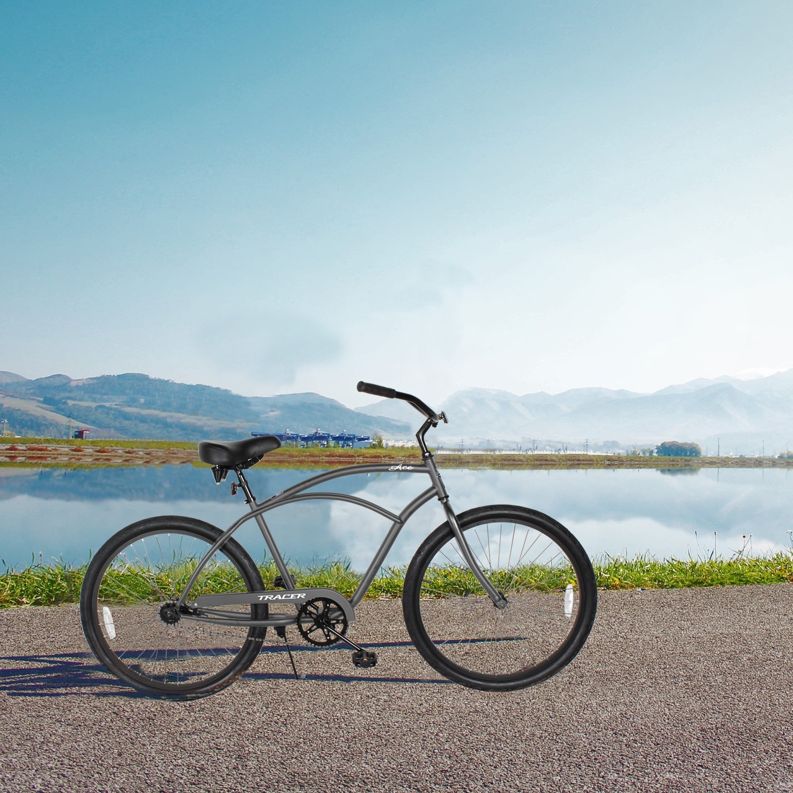 Tracer Bikes 26 in Beach Cruiser Bike, Single Speed, Coaster Brake, Matte Grey (26 in) om15u