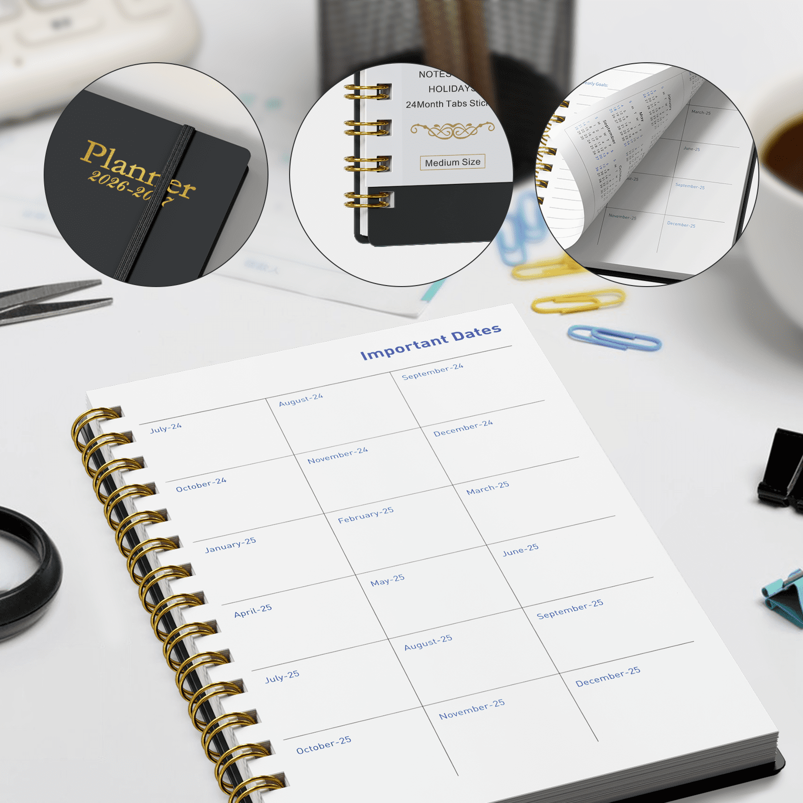 DoDoMagxanadu Academic Planner 2026-2027, Weekly & Monthly Schedule Organizer with Tabs (Black, 5.6 in x 8.2 in) 24mv9