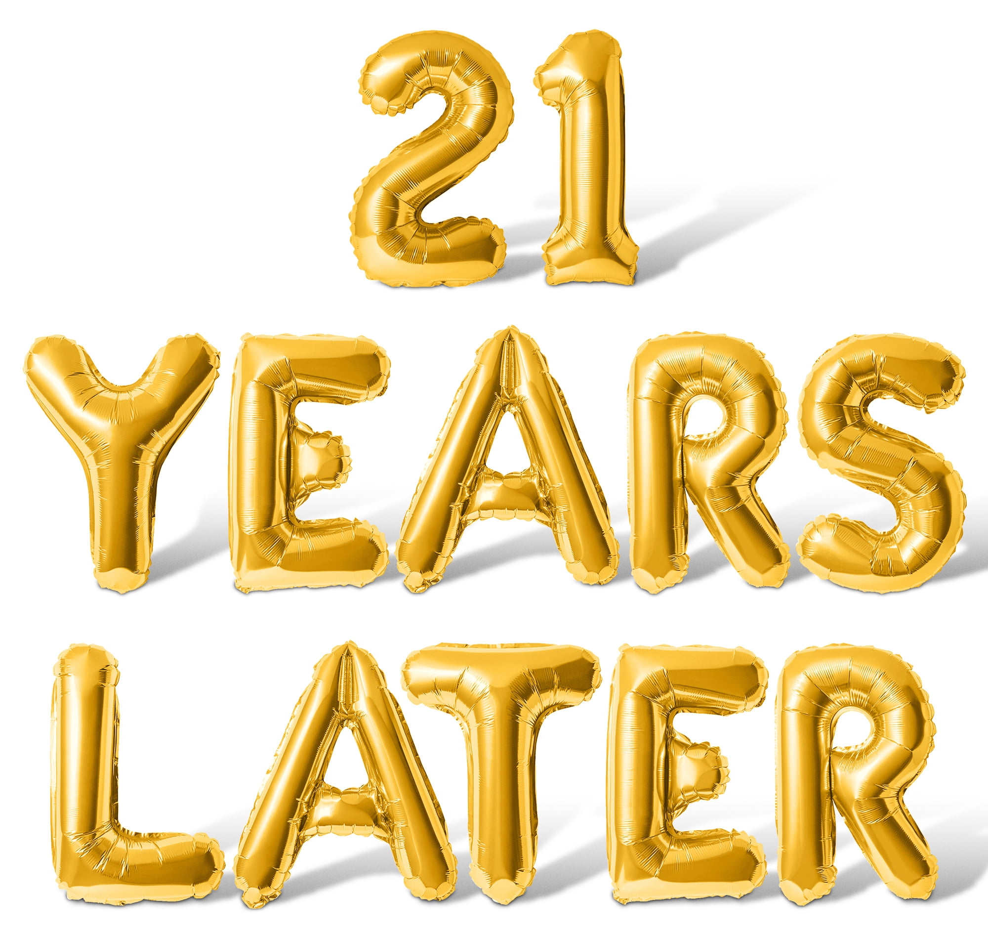 Floating Away Balloon Company 21st Birthday Party Letter Balloons Banner (Gold, 16 in) 1luhc