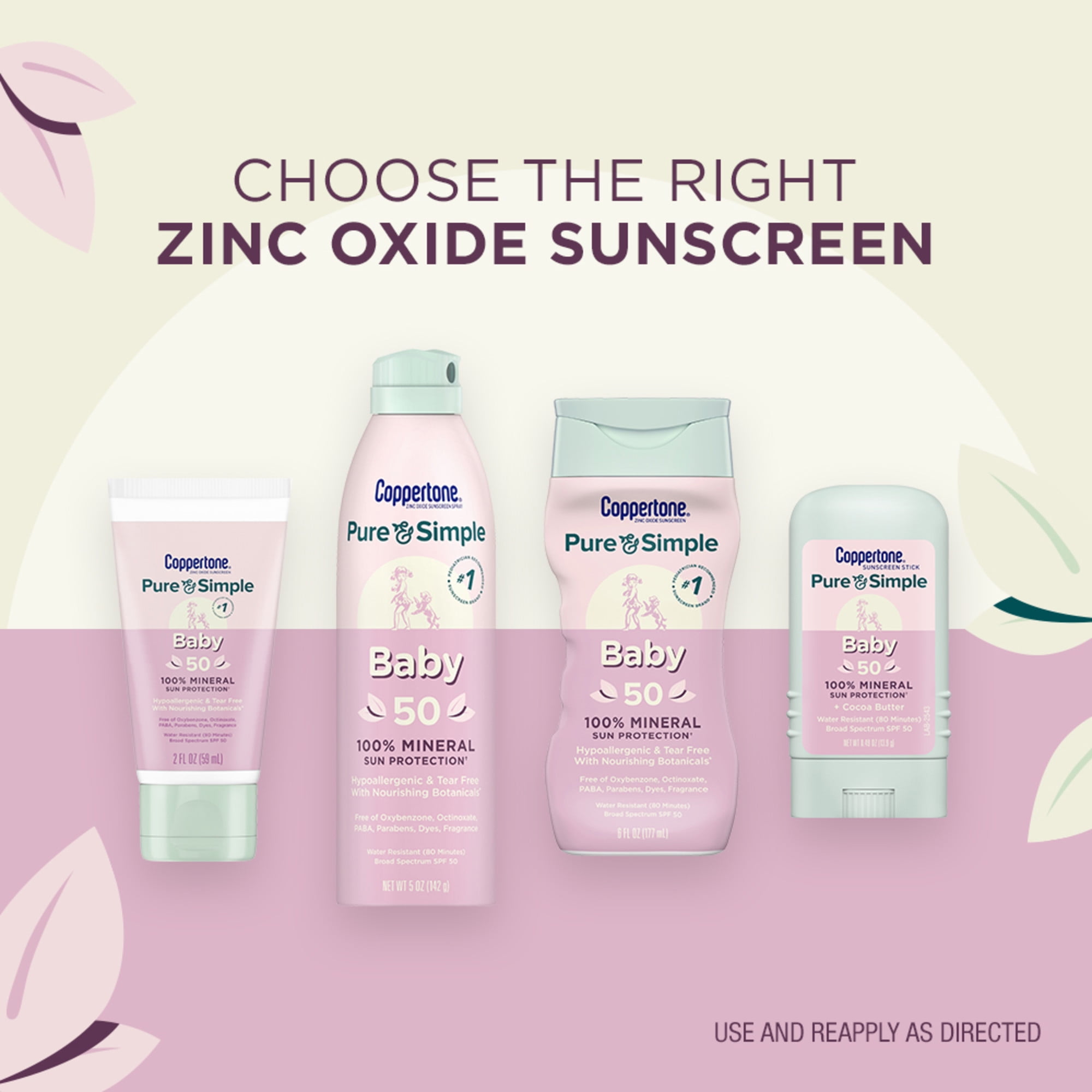 Coppertone Pure and Simple Baby Sunscreen Stick, SPF 50 Broad Spectrum Protection (0.49 oz) sse92