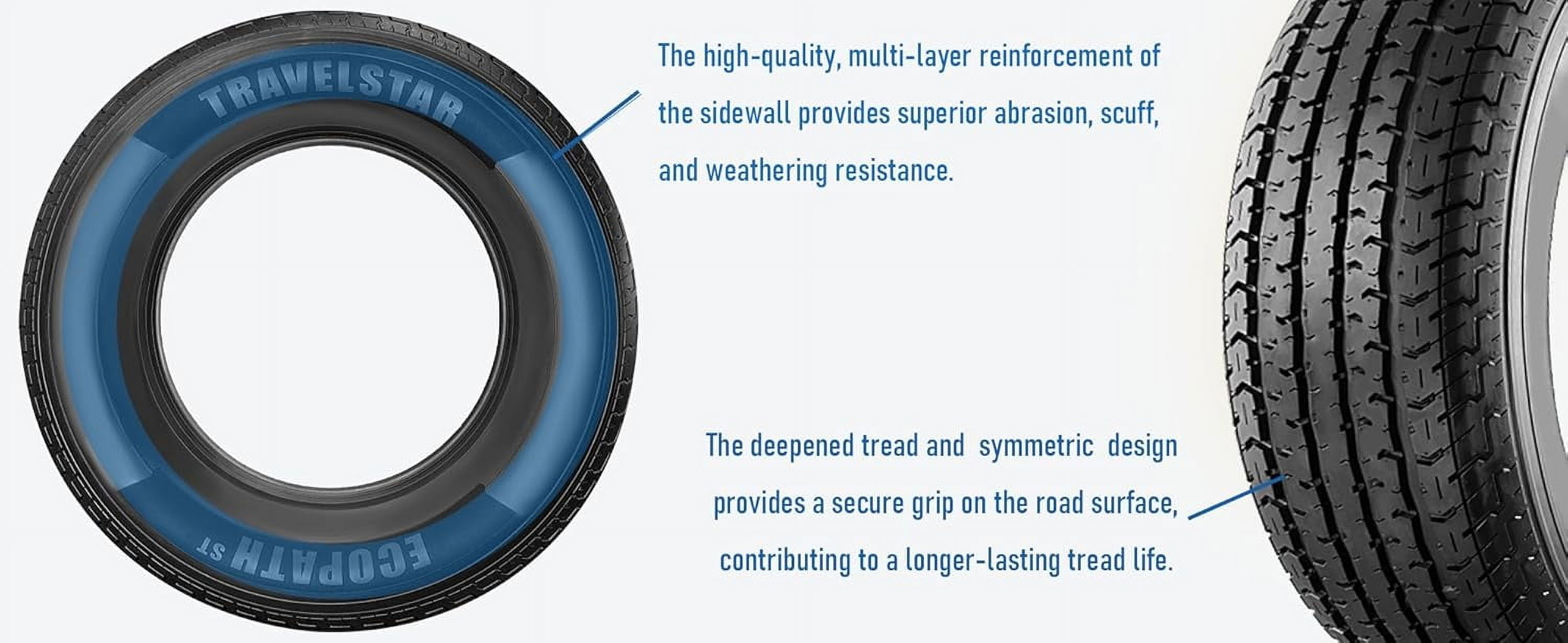 Travelstar Ecopath ST Radial Trailer Tire (ST225/75R15, 10 Ply, Load Range E) 56guo